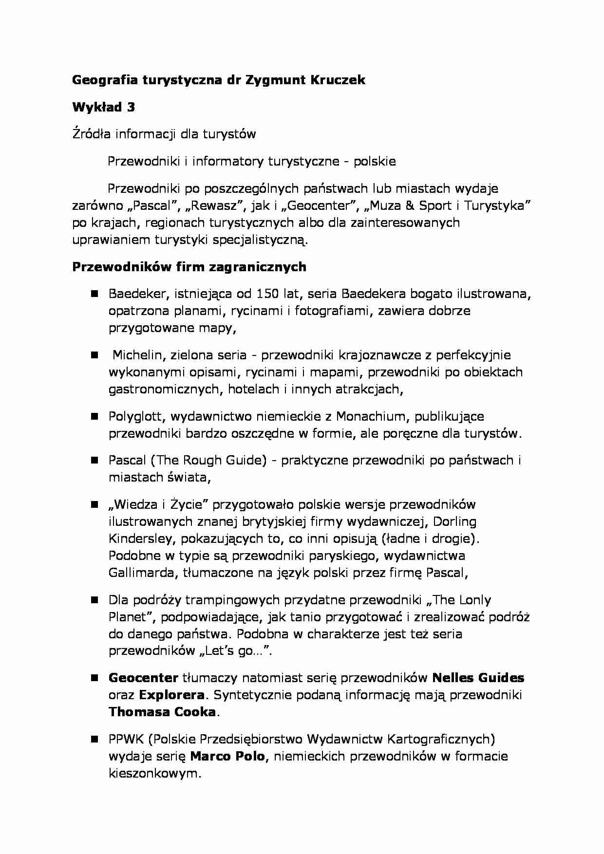Geografia turystyczna- wykład 3 - strona 1