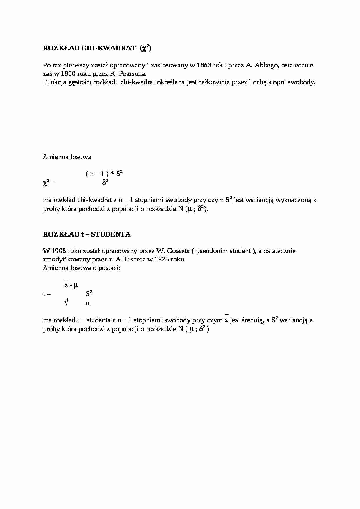 Rozkład - chi kwadrat - strona 1