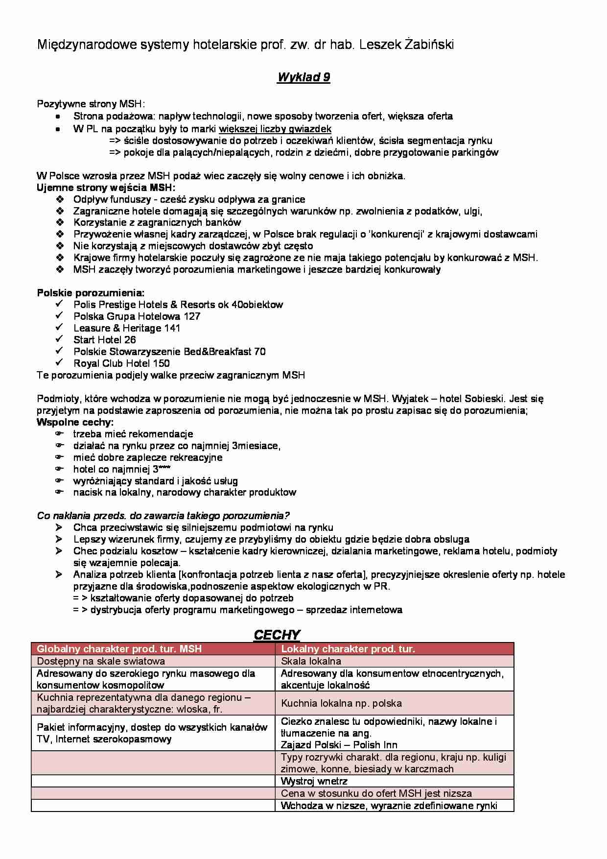 Międzynarodowe systemy hotelarskie- wykład 10 - strona 1