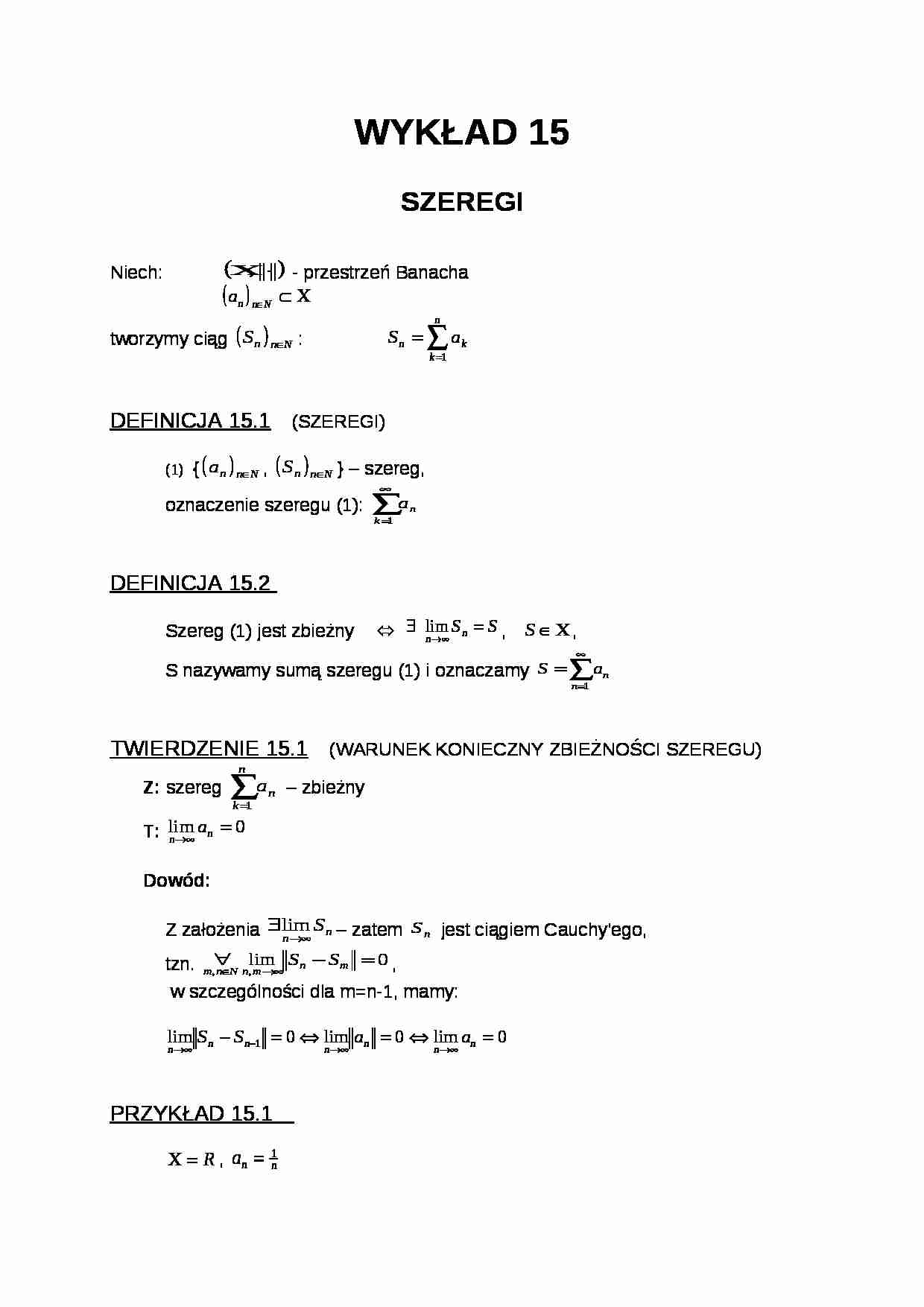 Szeregi- wykład 15 - strona 1