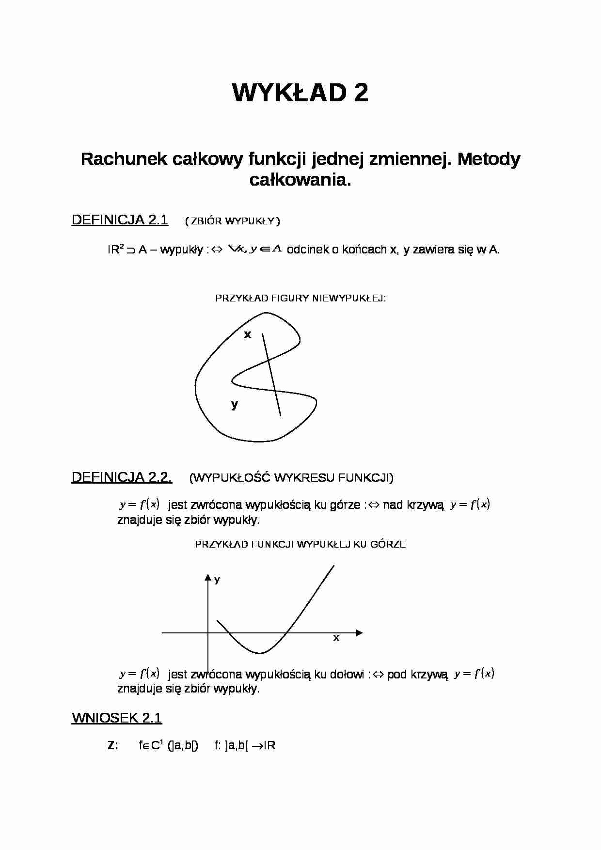 Rachunek całkowy funkcji jednej zmiennej- wykład 2 - strona 1