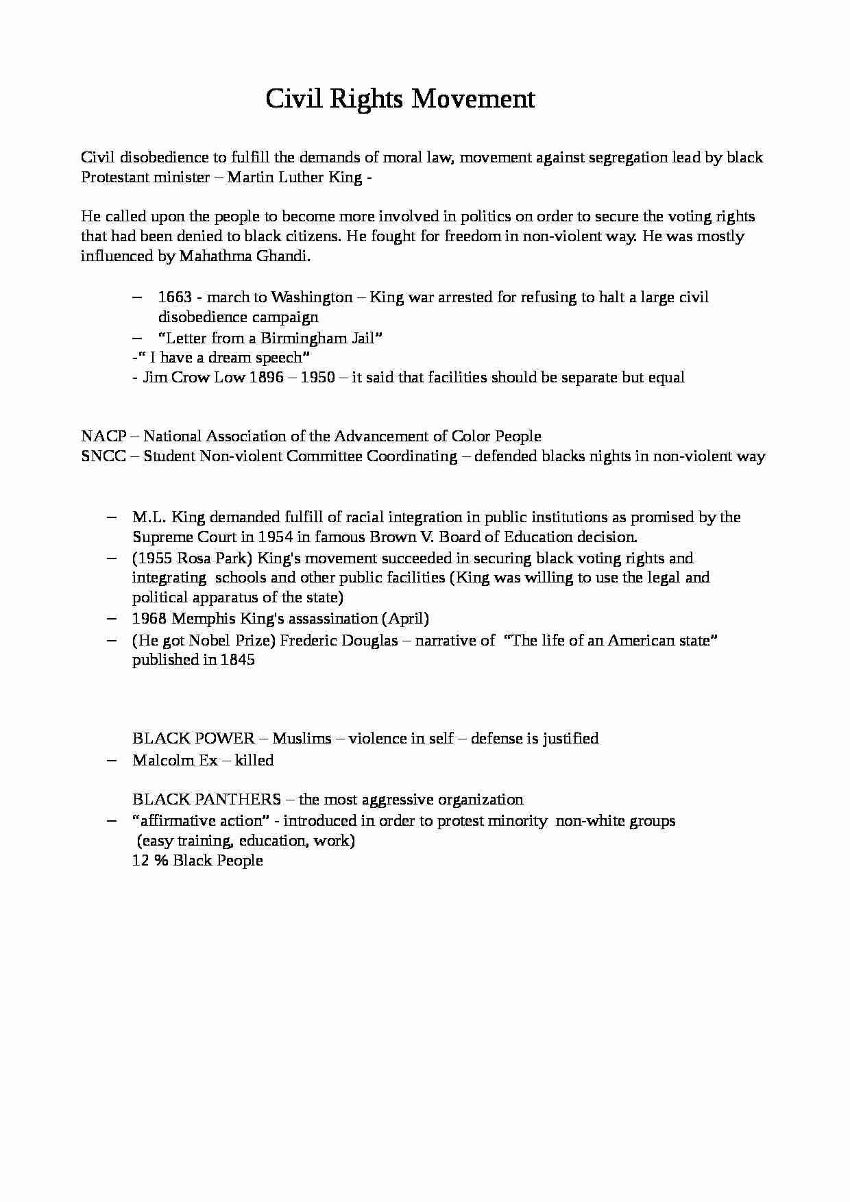 USA - Ruch praw cywilnych - wykłady (ang.) - strona 1