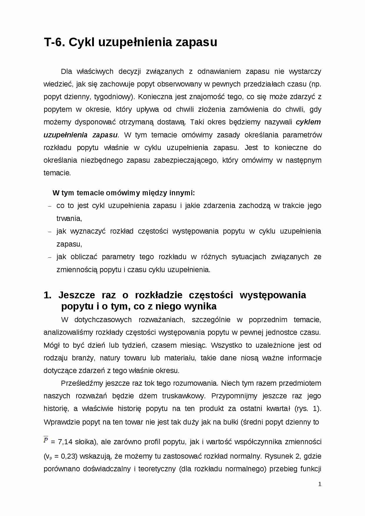 Cykl uzupełnienia zapasu- opracowanie - strona 1