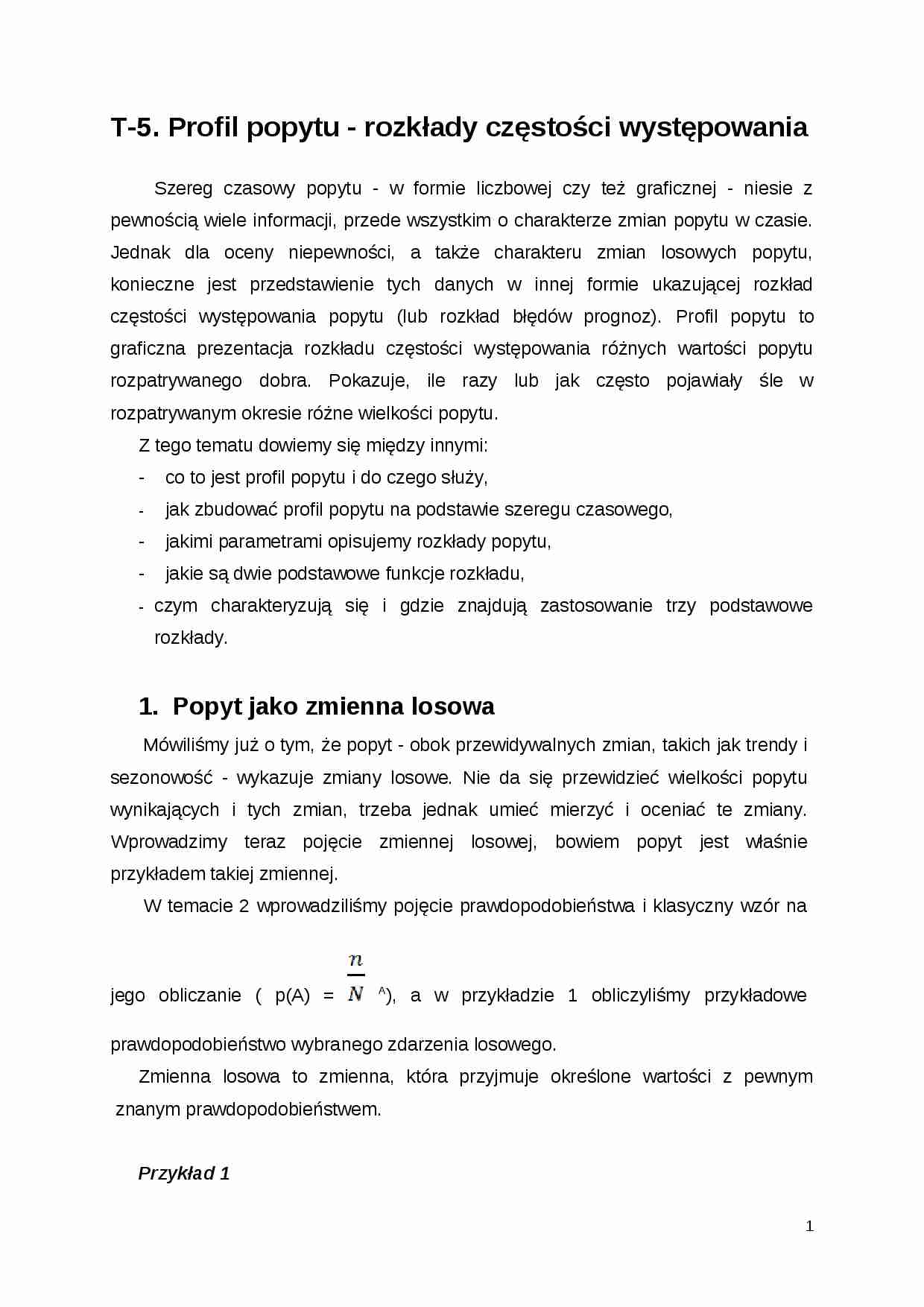 Profil popytu - rozkłady częstości występowania - strona 1