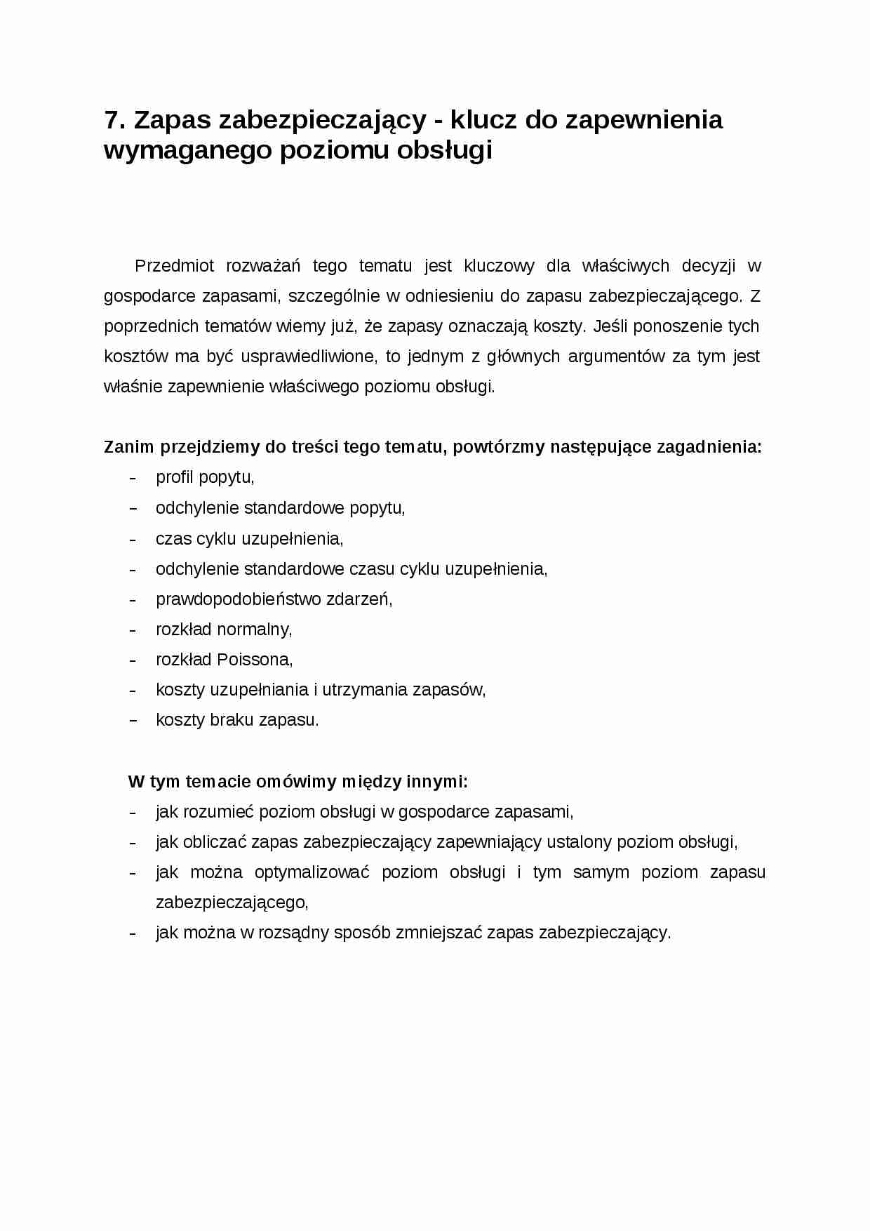 Zapas zabezpieczający - klucz do zapewnienia - strona 1