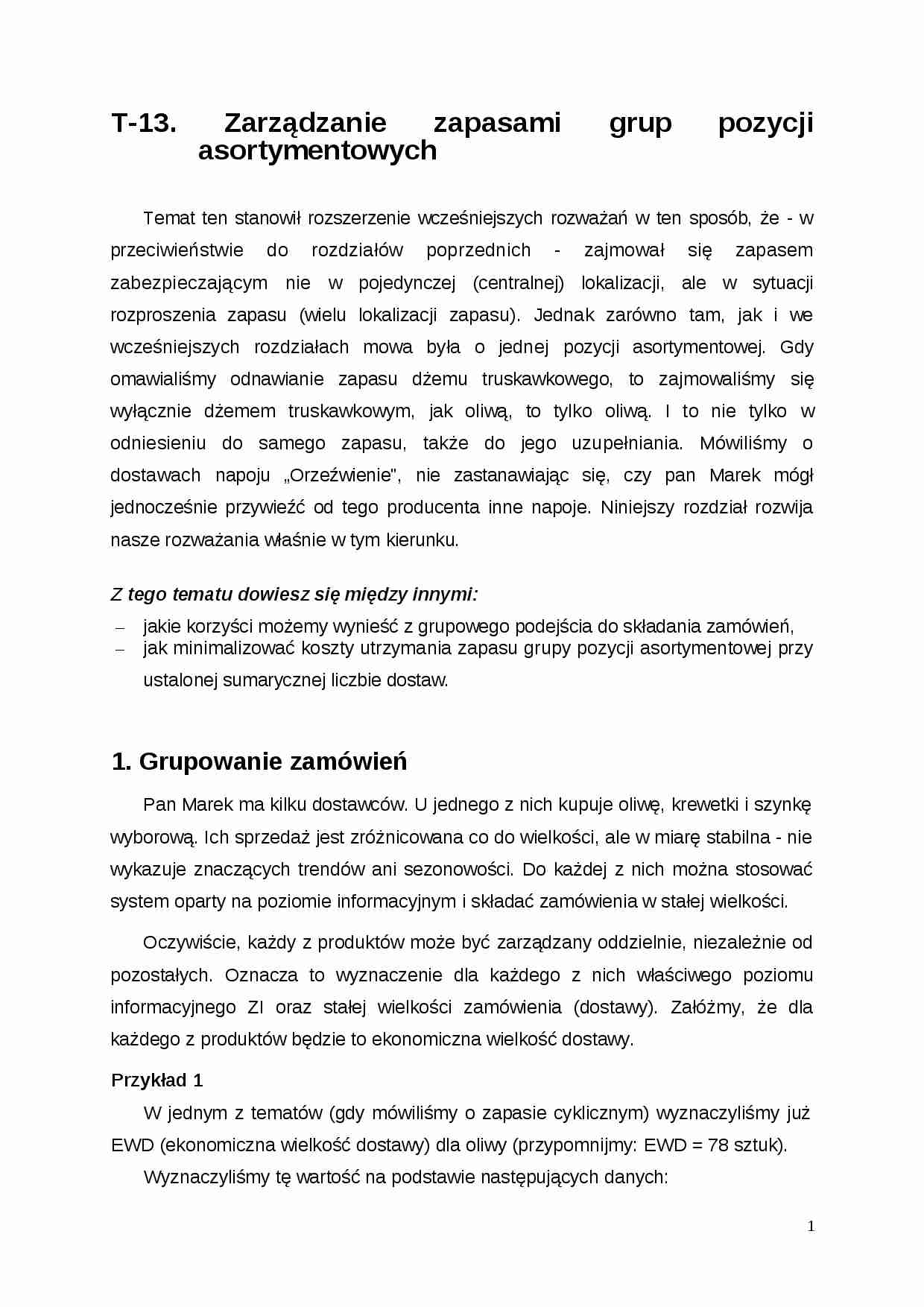 Zarządzanie zapasami grup pozycji asortymentowych - strona 1