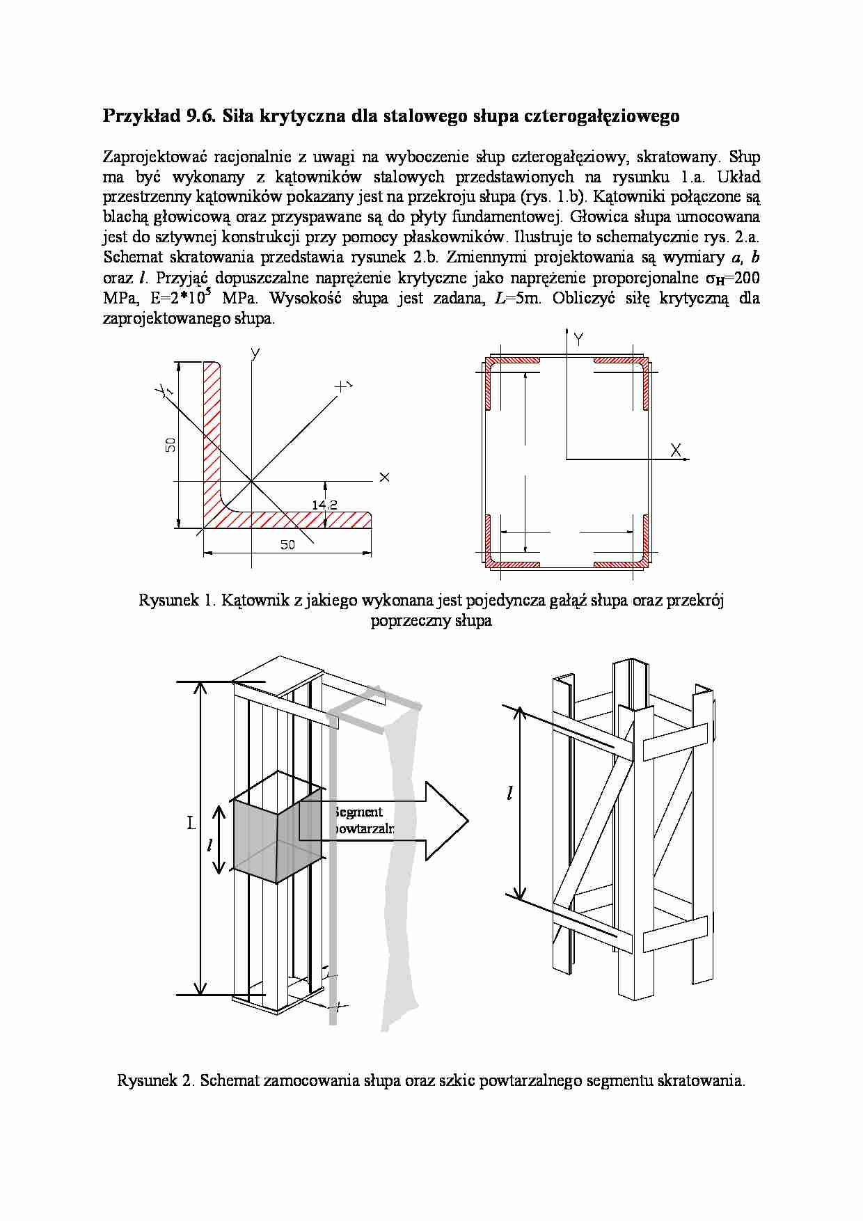 Siła krytyczna dla stalowego słupa czterogałęziowego - strona 1