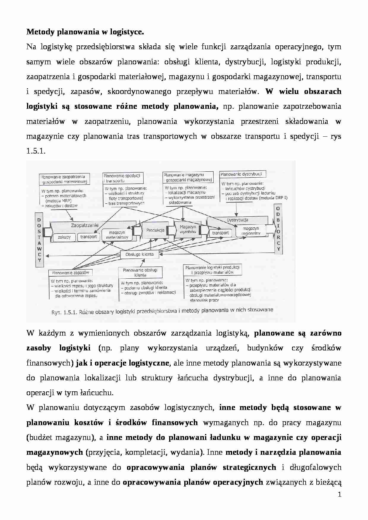 Metody planowania w logistyce - strona 1
