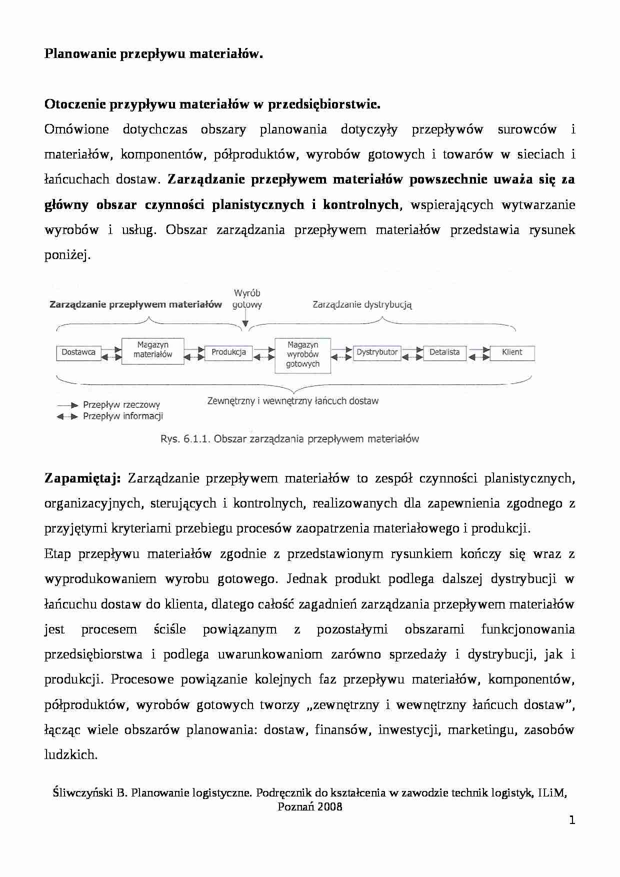 Planowanie przepływu materiałów- opracowanie - strona 1