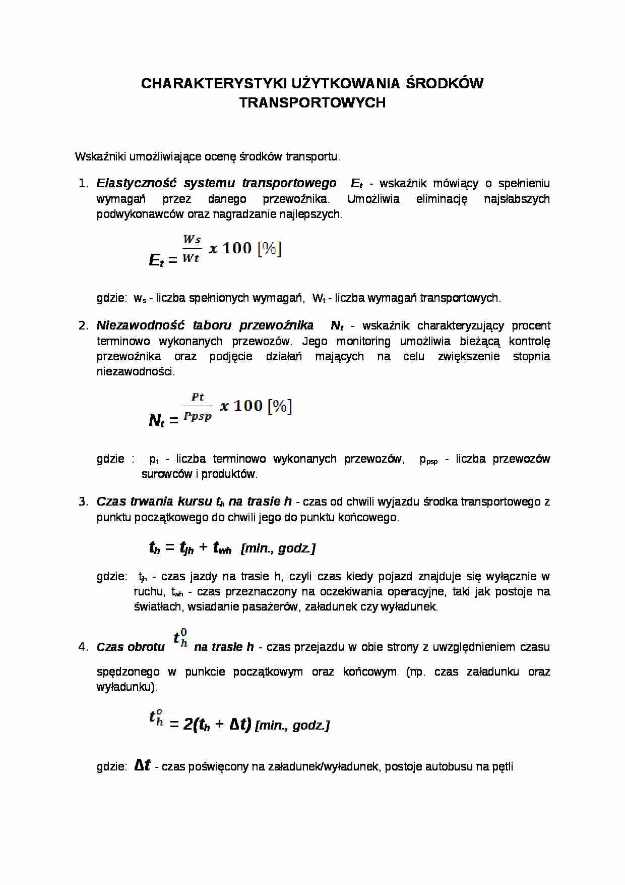 Charakerystyki użytkowania środków transportowych- opracowanie - strona 1