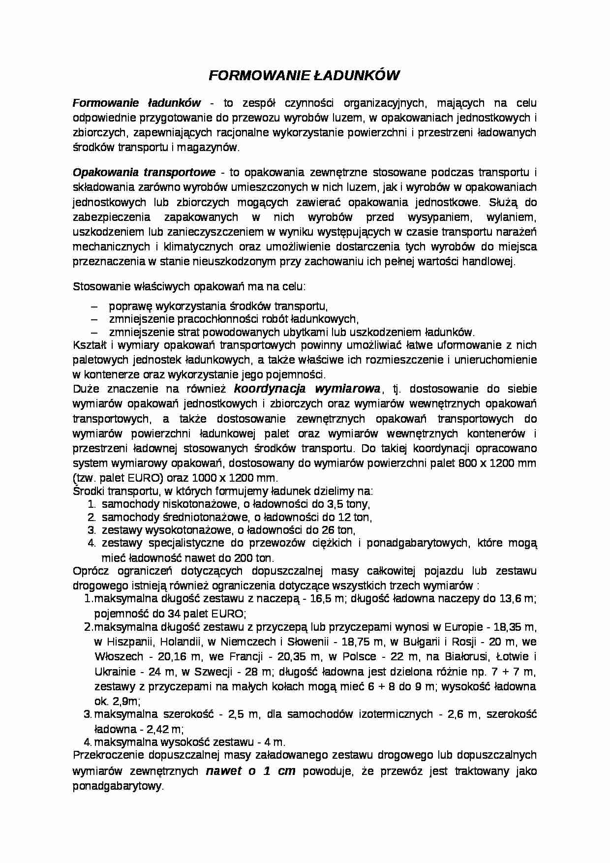 Formowanie ładunków- oprcowanie - strona 1