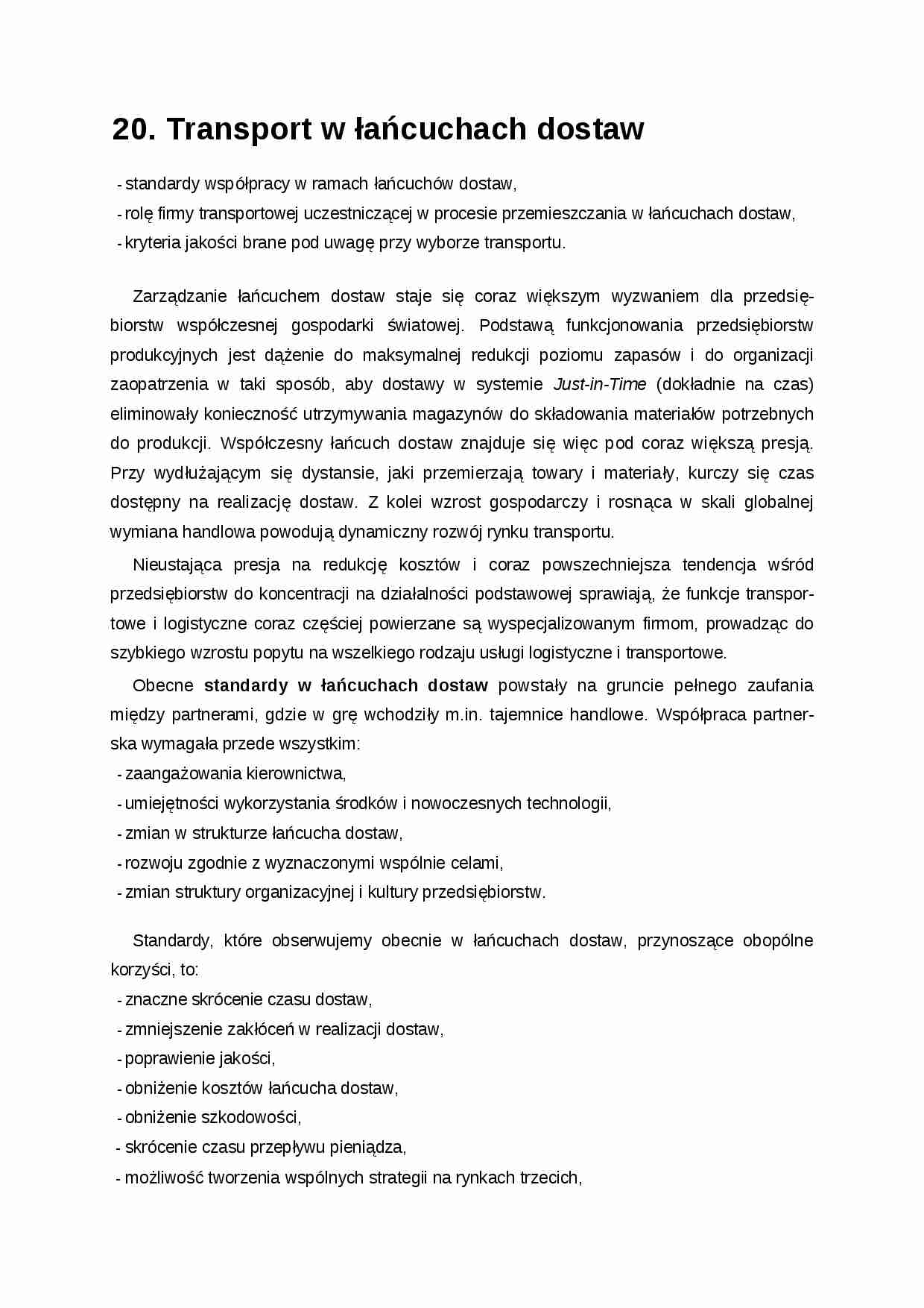 Transport w lancuchu dostaw- opracowanie - strona 1