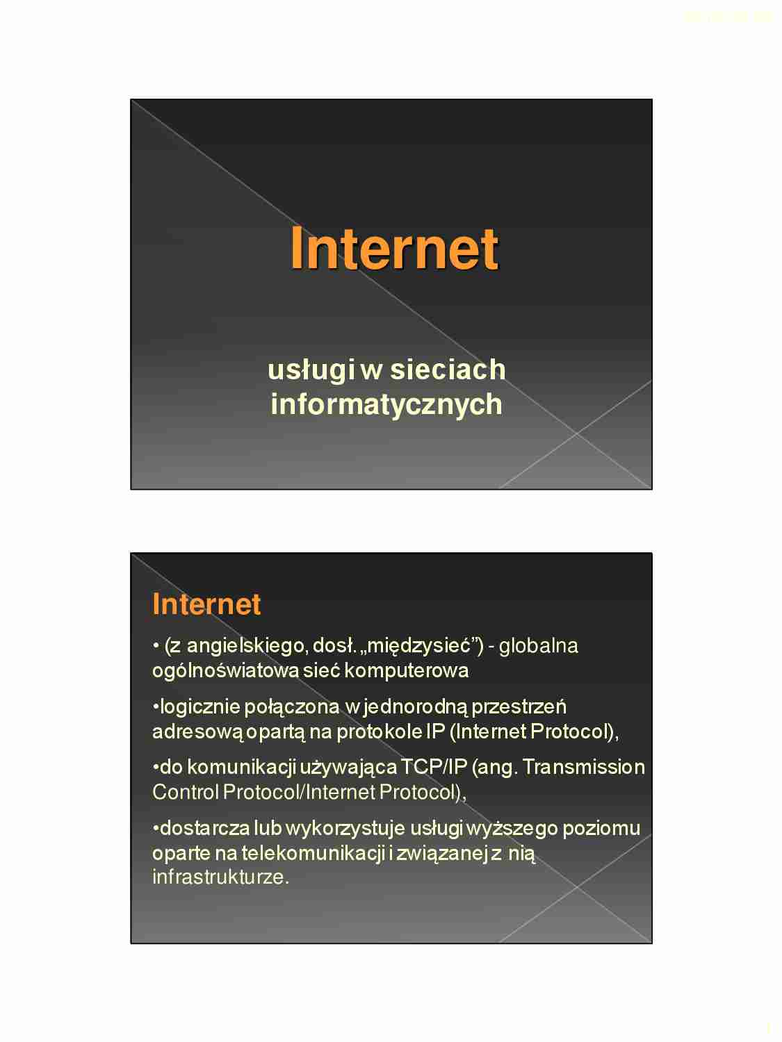 Internet- opracowanie - strona 1