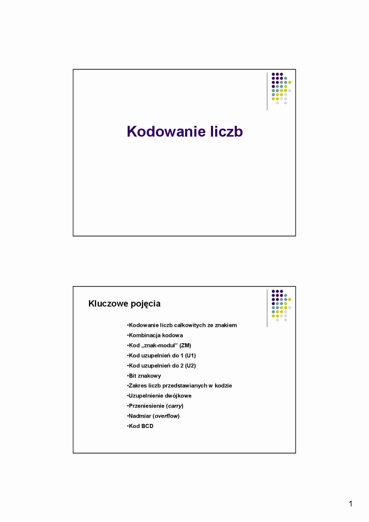 Kodowanie liczb - strona 1