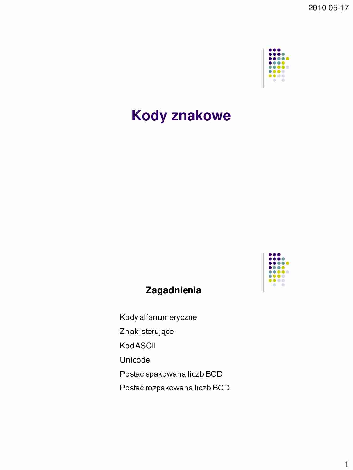 Kody znakowe - strona 1