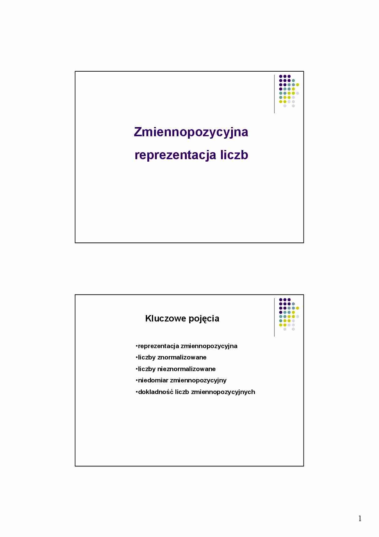 Zmiennopozycyjna reprezentacja liczb - strona 1