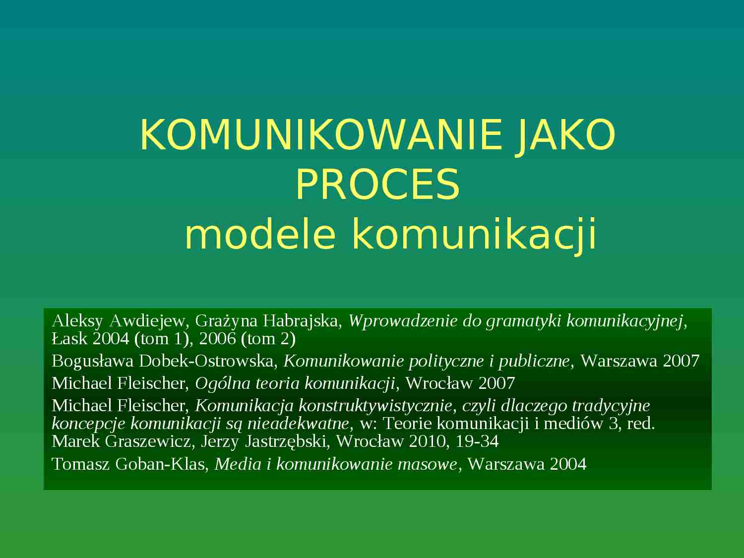 Nauka o komunikowaniu- wykład 2 - strona 1