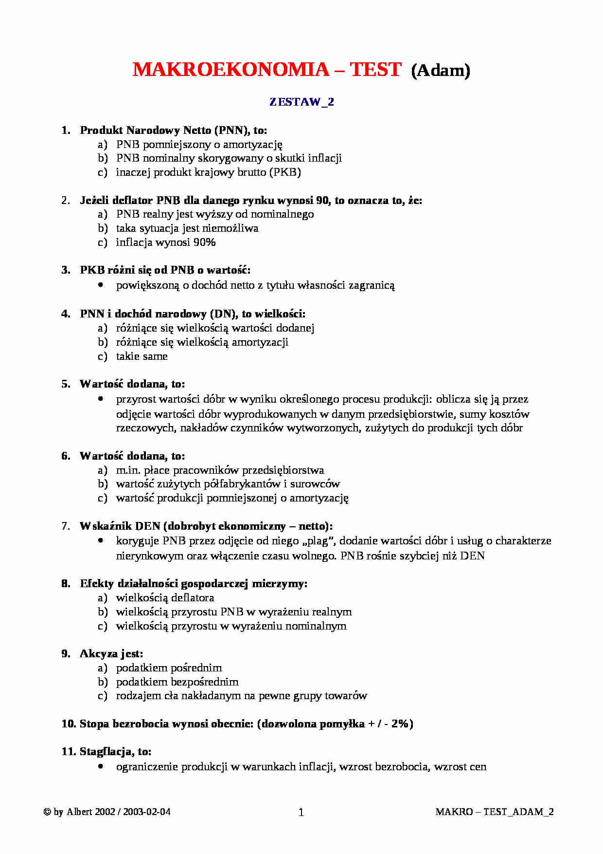 Pytania testowe z egzaminu - strona 1