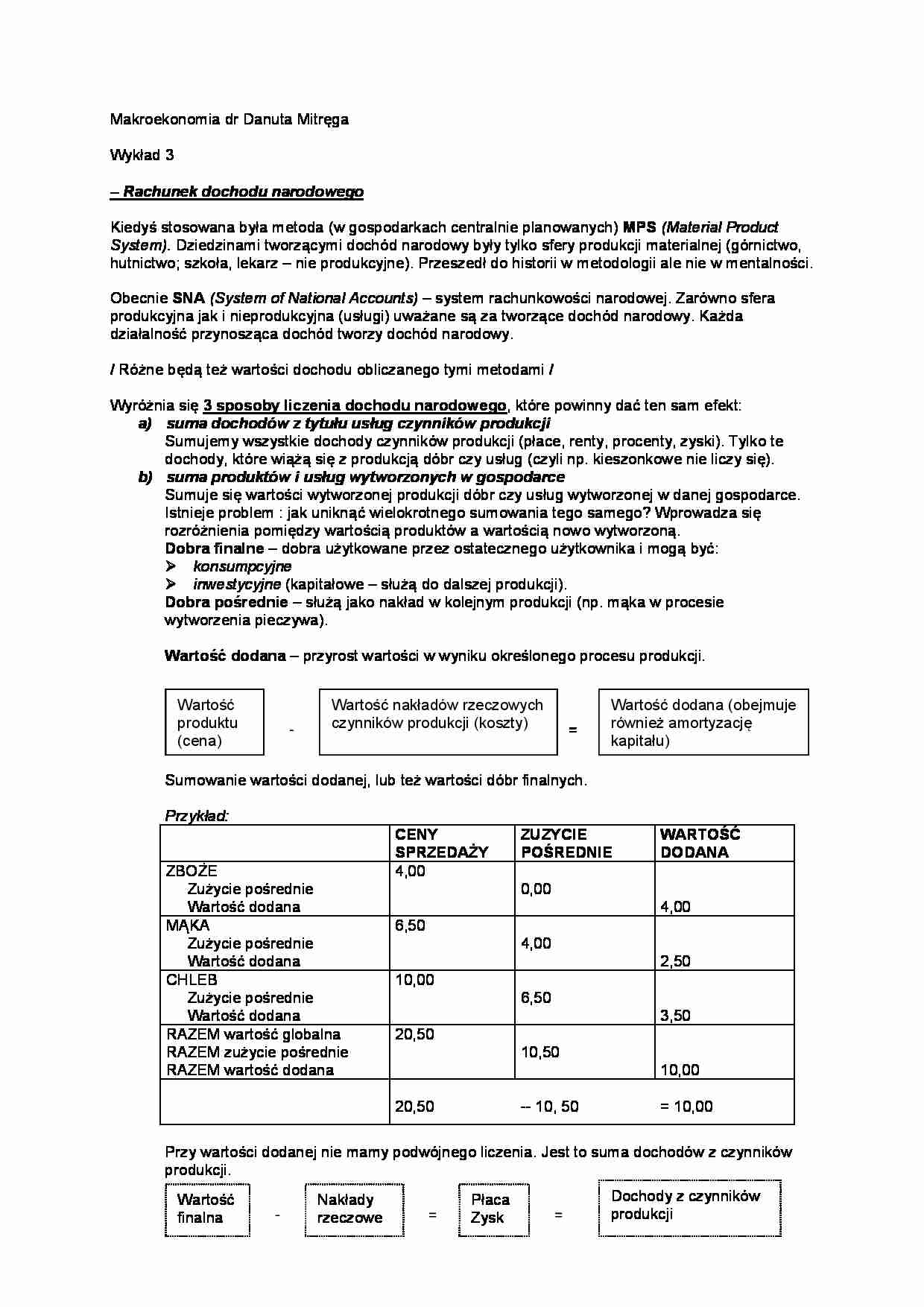 Rachunek dochodu narodowego - wykład - strona 1