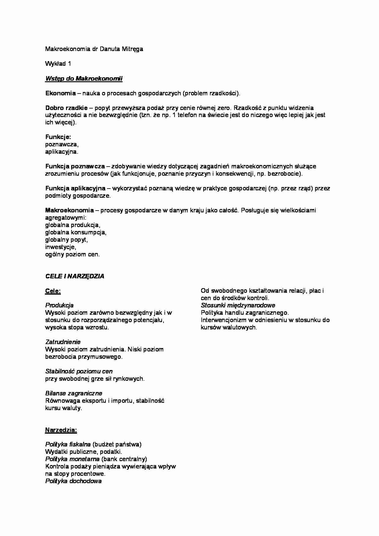 Wstęp do makroekonomii - wykład - strona 1