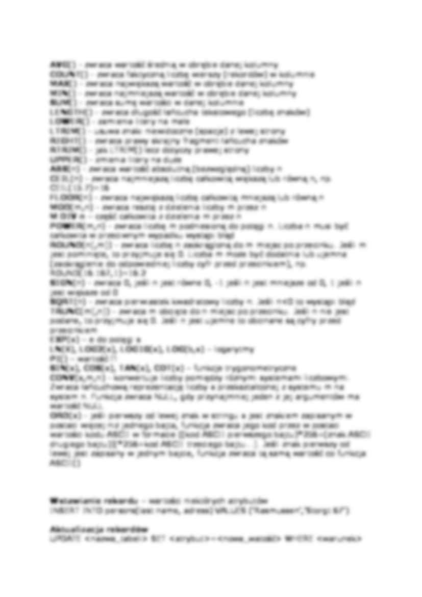 Wykład - wprowadzenie komend SQL - strona 3