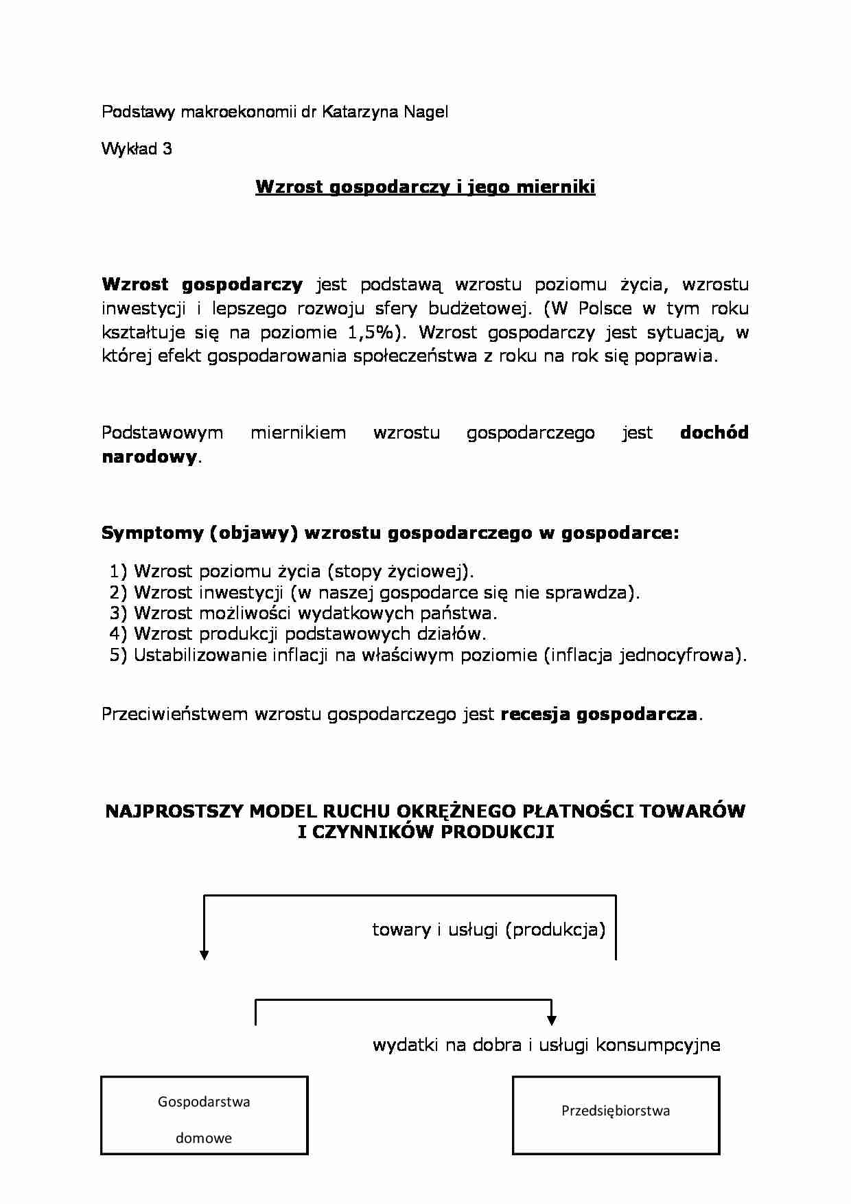 Wykład - Wzrost gospodarczy i jego mierniki - strona 1
