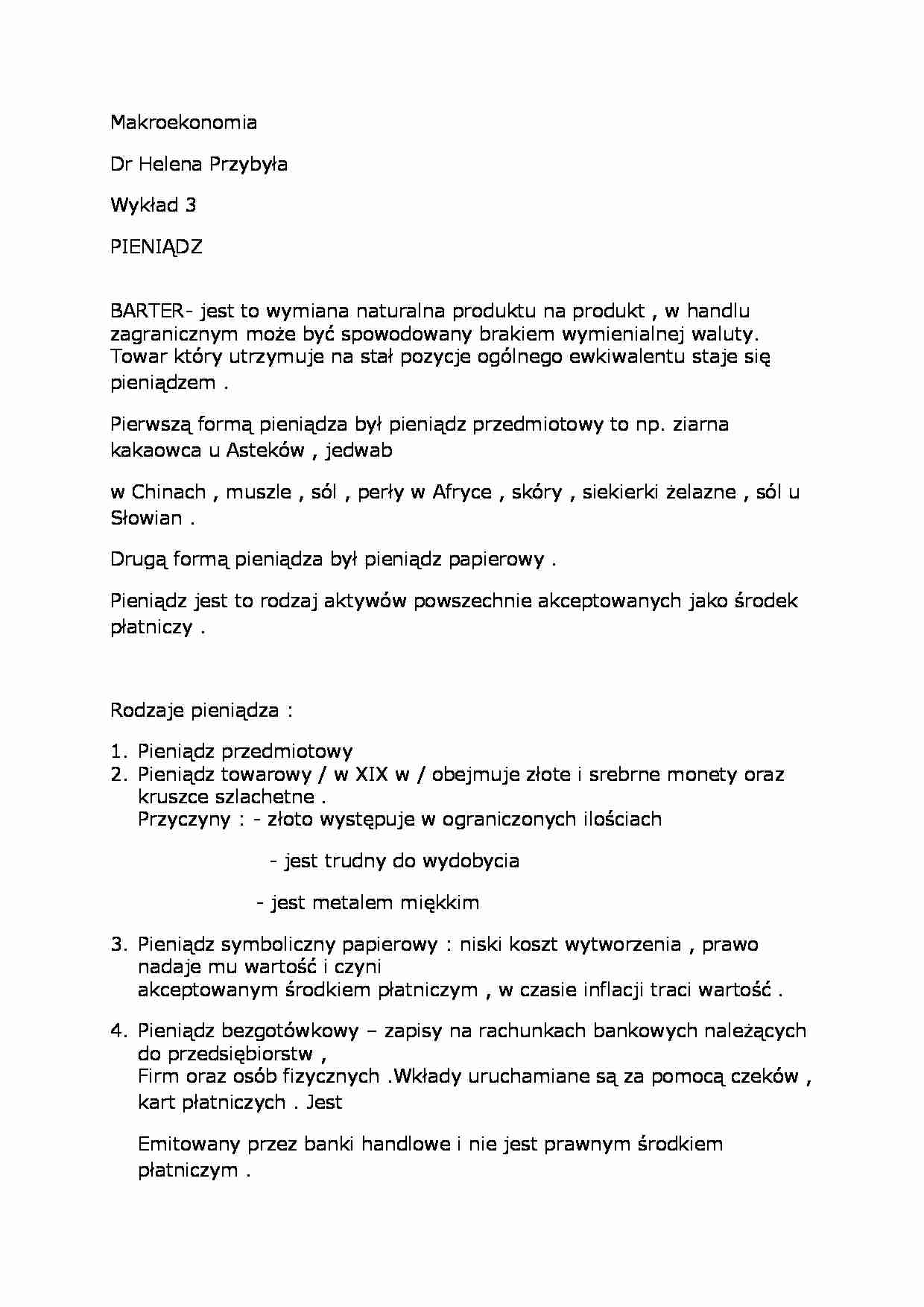 Wykład - pieniądz barter - strona 1