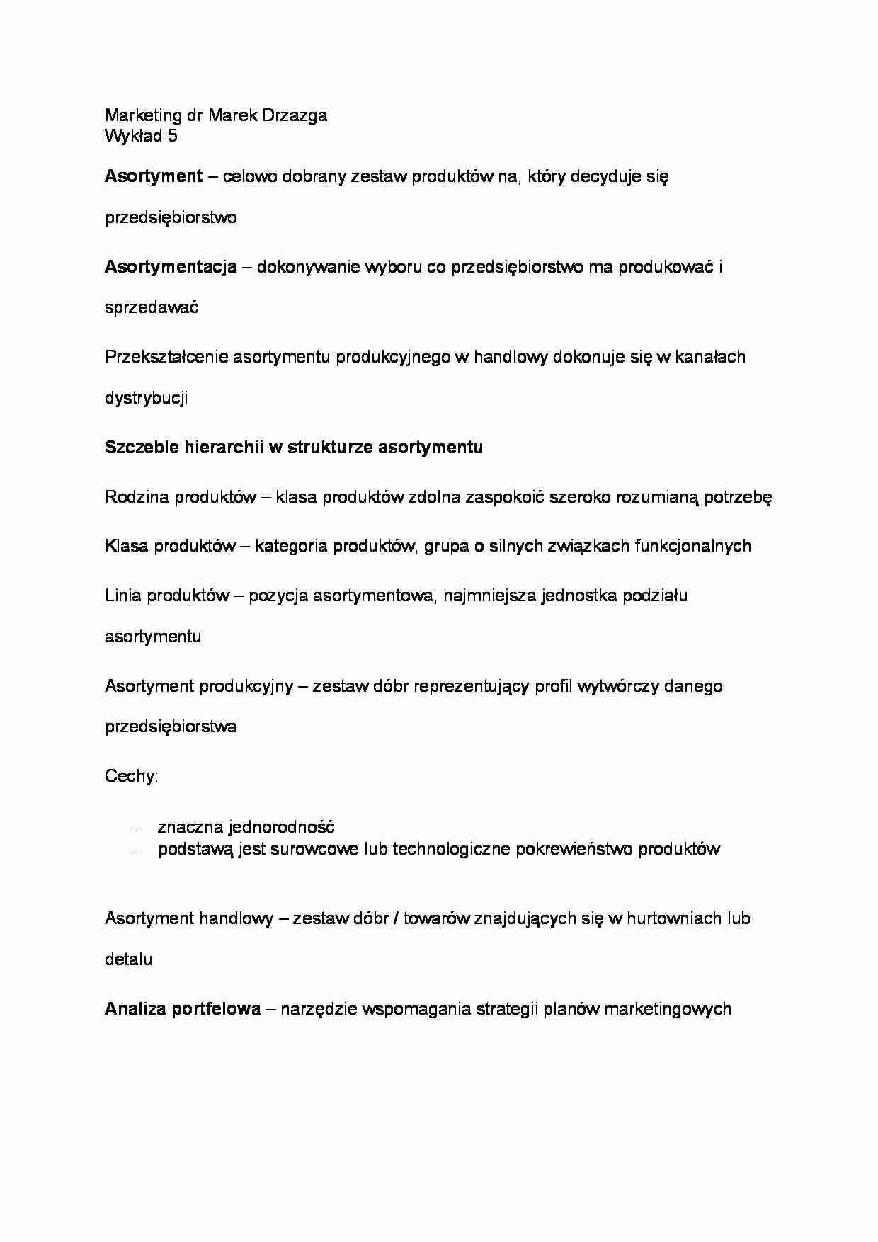 Wykład - Asortyment  - strona 1