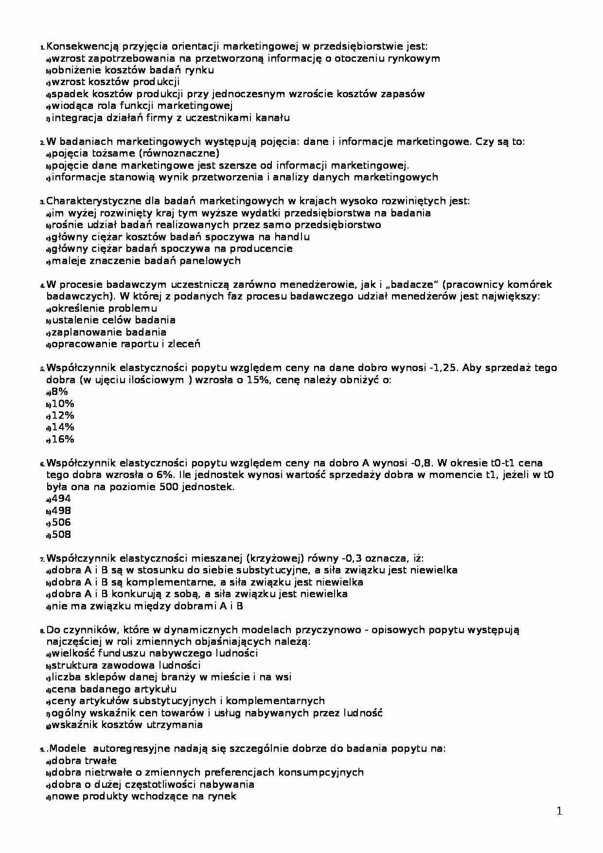 Pytania testowe z egzaminu - strona 1