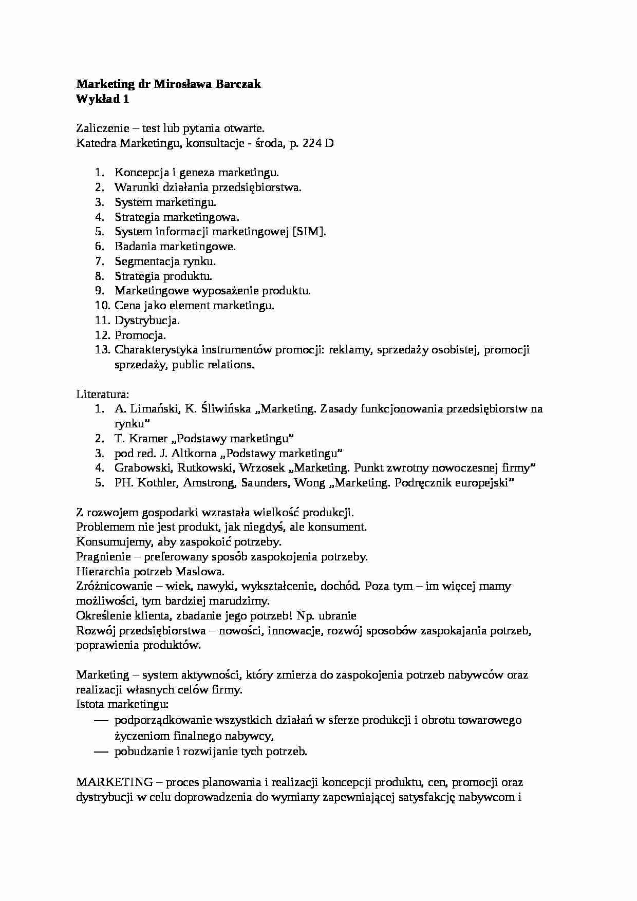 Wykład - zagadnienia do zaliczenia - strona 1