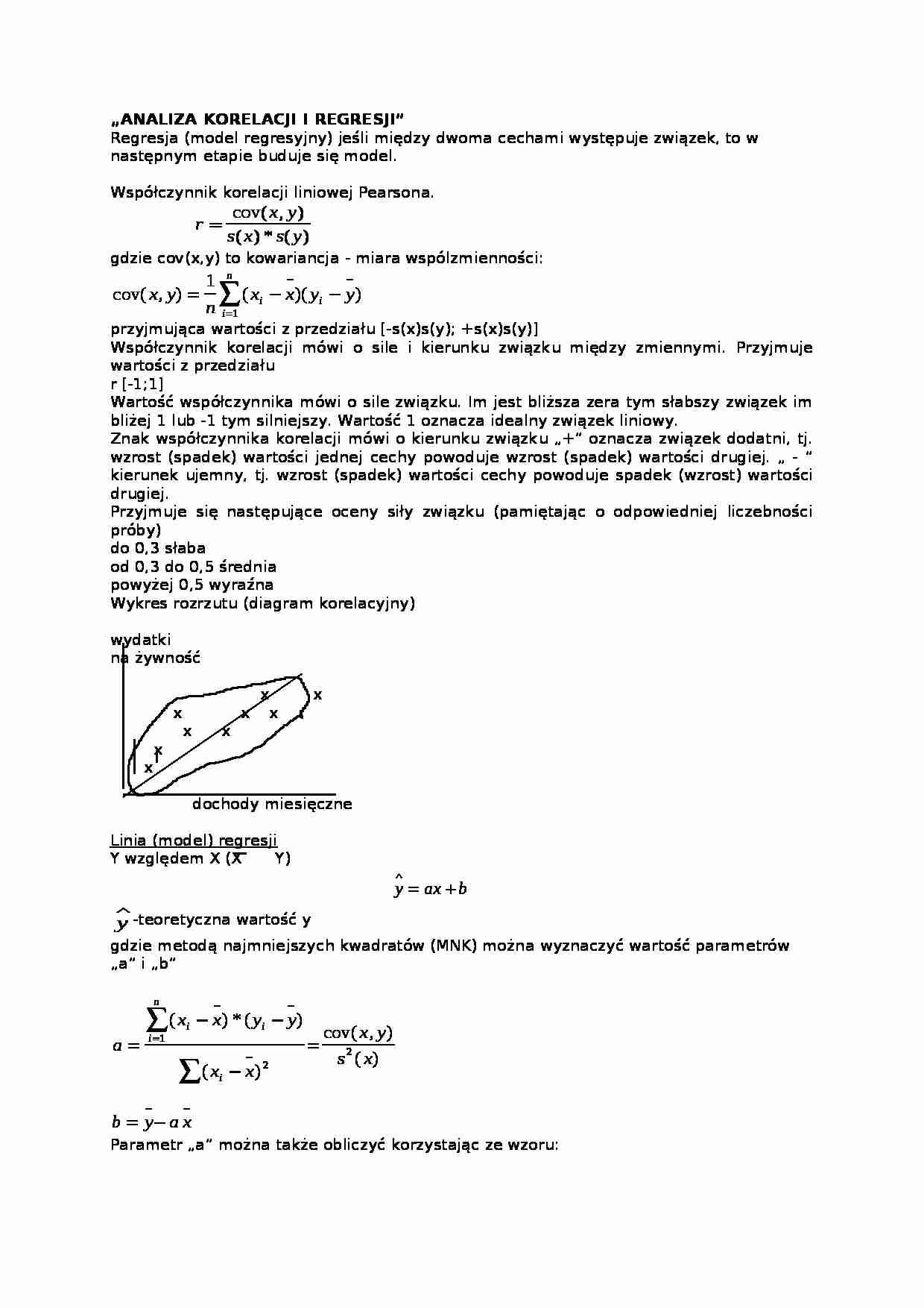 Analiza korelacji i regresji - wykład - strona 1