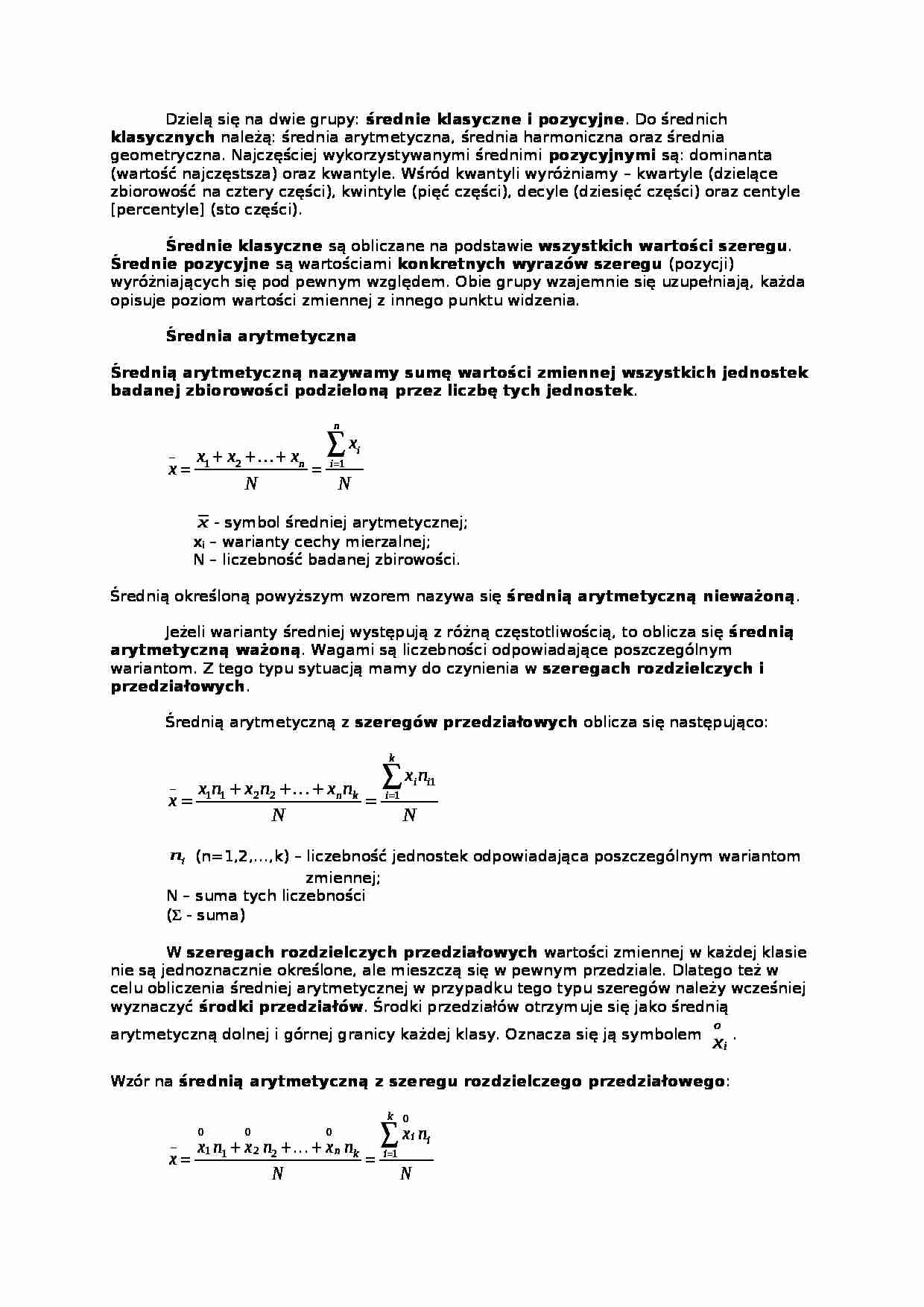 Miary średnie - wykład - strona 1