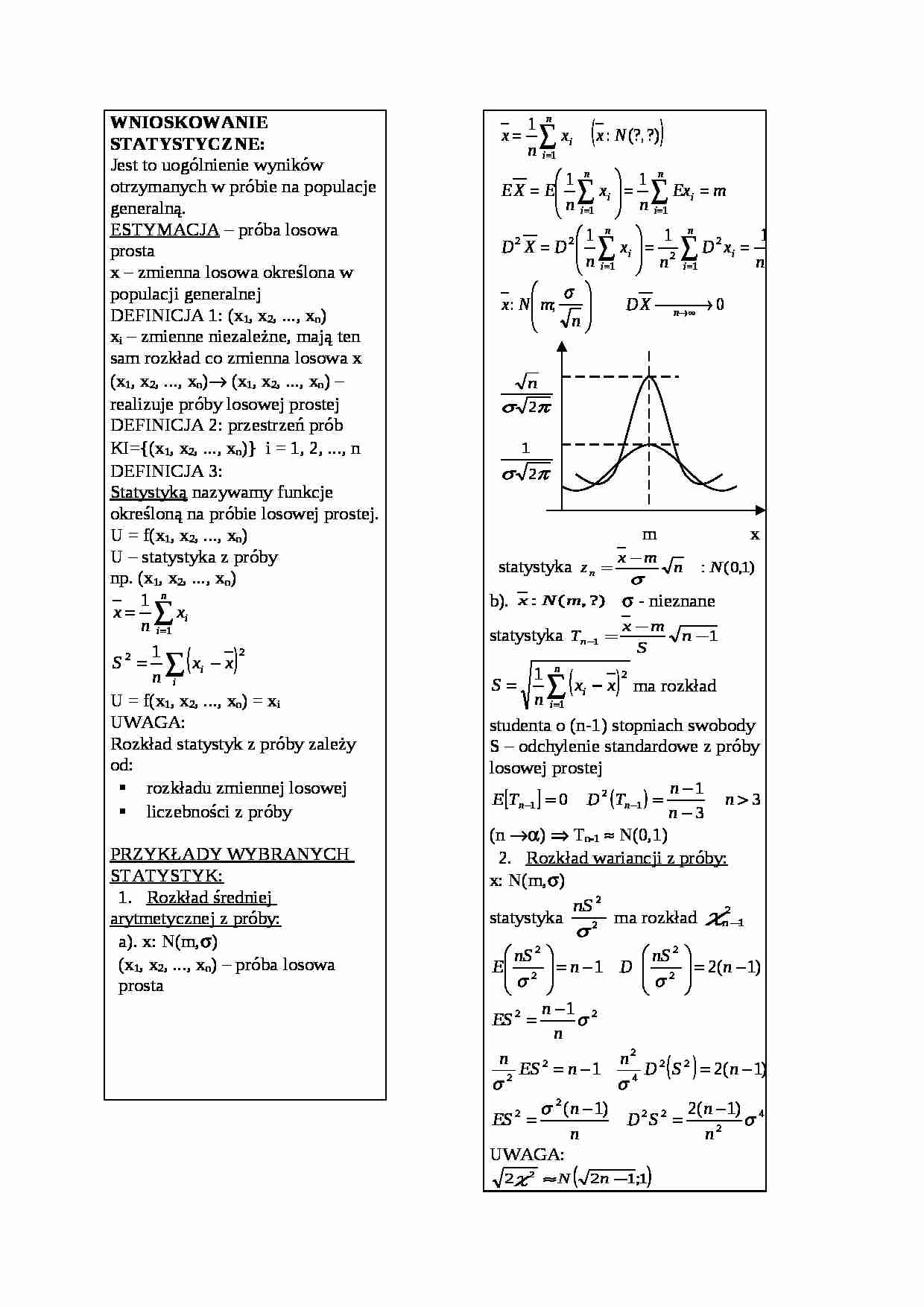 Wnioskowanie statystyczne - wykład - strona 1