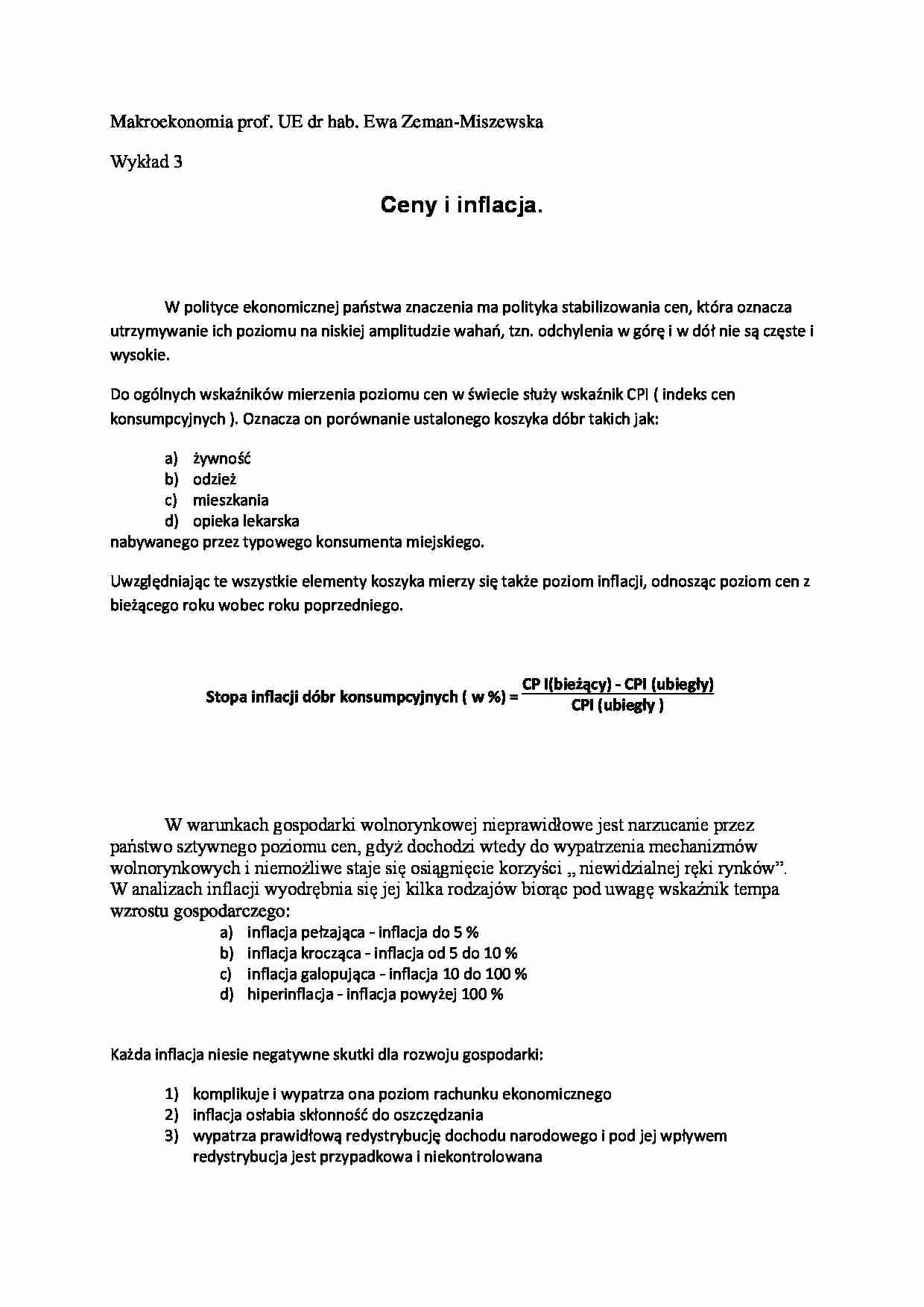 Wykład - Ceny i inflacja - strona 1