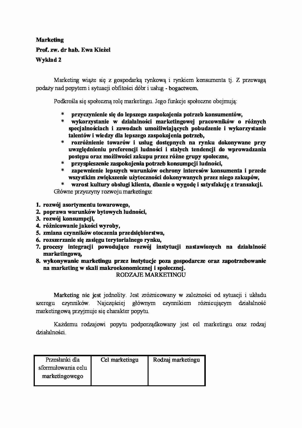 Wykład - przedmiot marketingu - strona 1