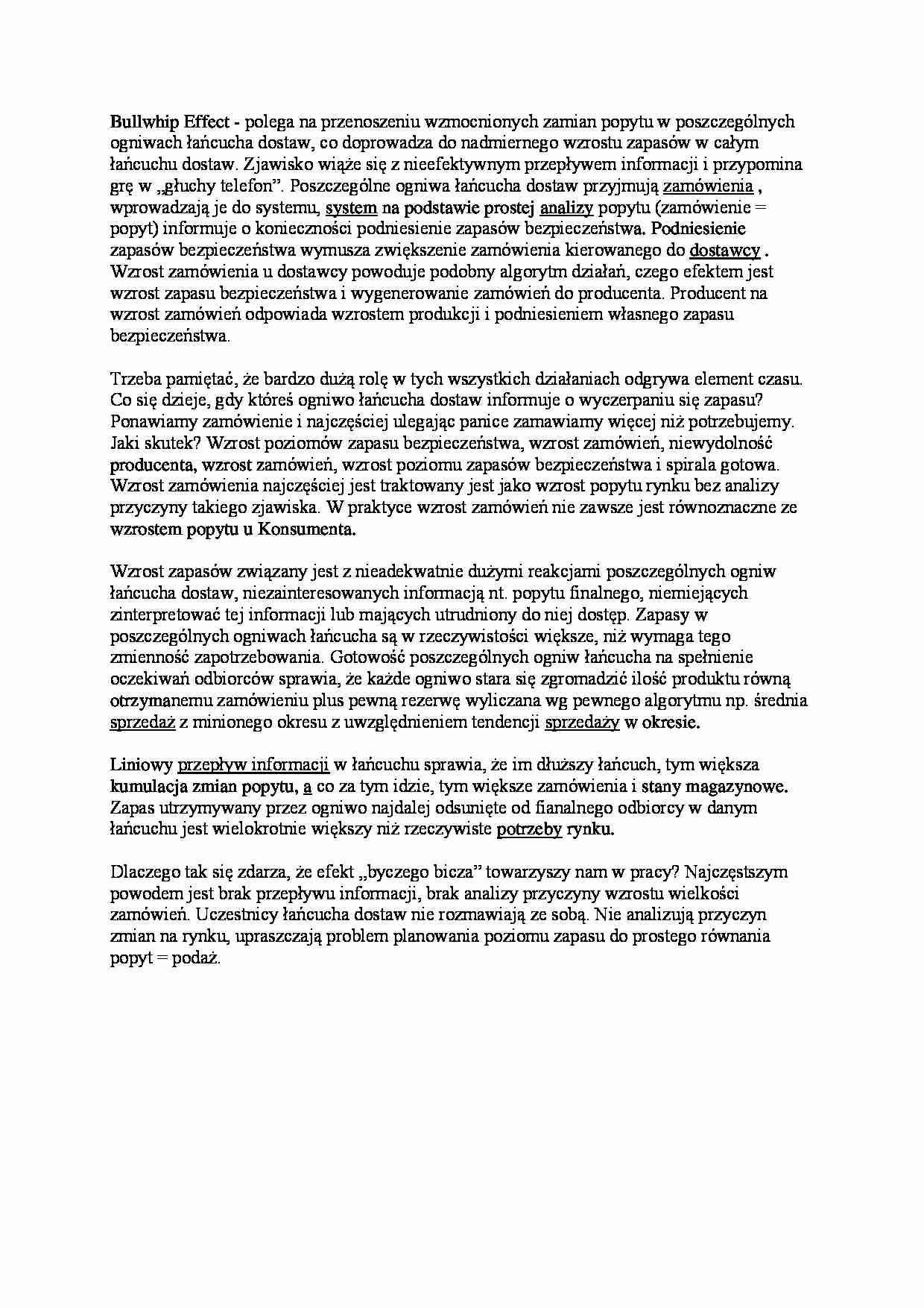 Bullwhip Effect - definicja prowadzącego - strona 1