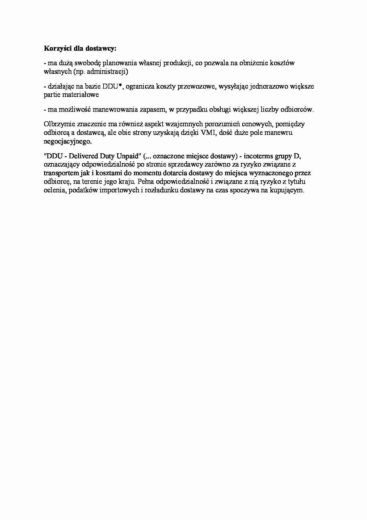 Korzyści dla dostawcy - wykład - strona 1