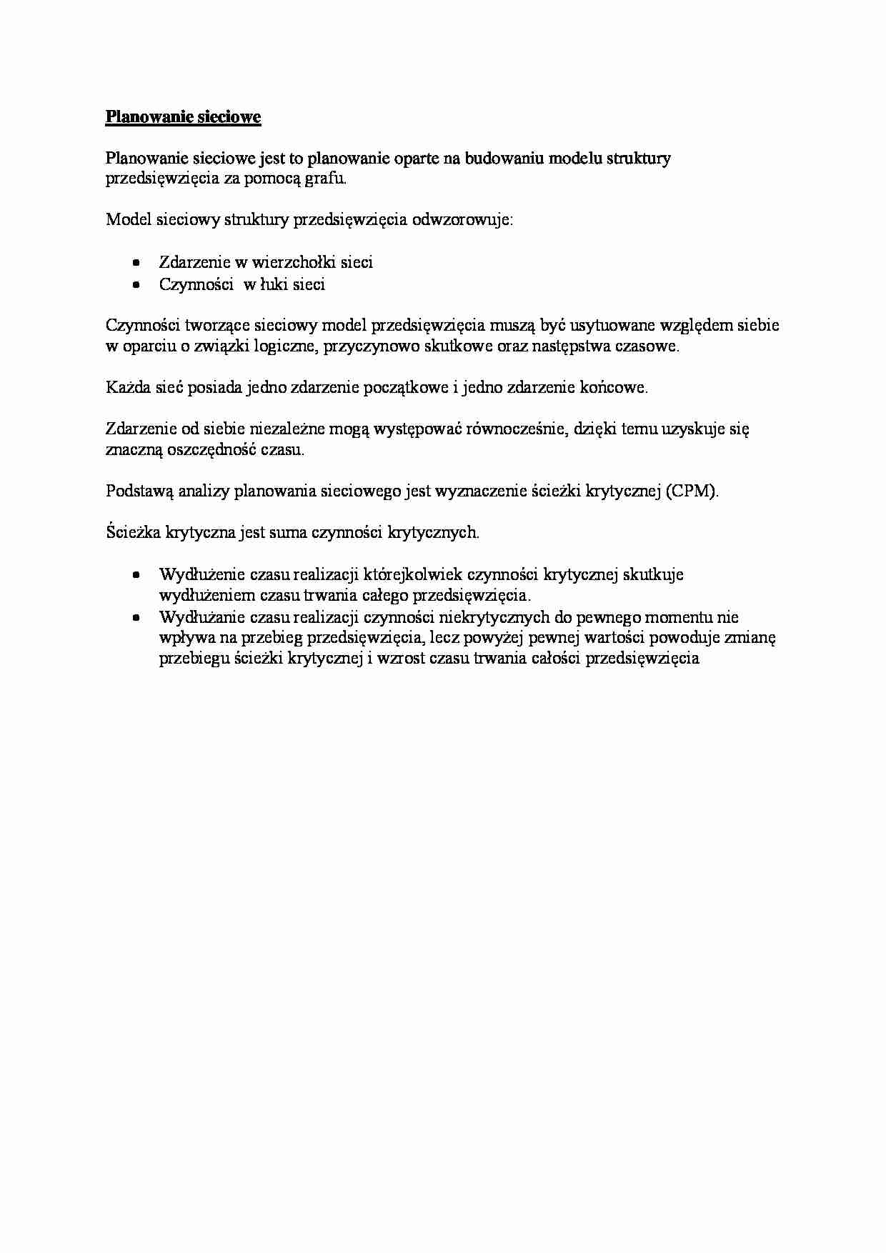 Planowanie sieciowe- opracowanie - strona 1