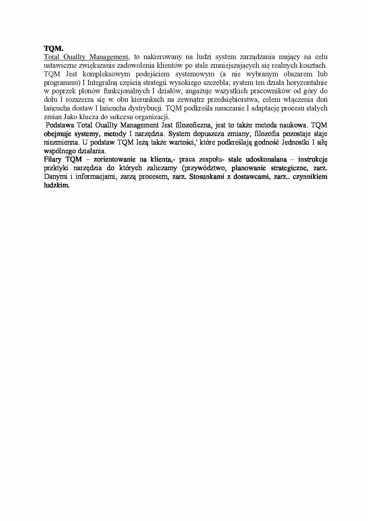 Zarządzanie TQM - strona 1