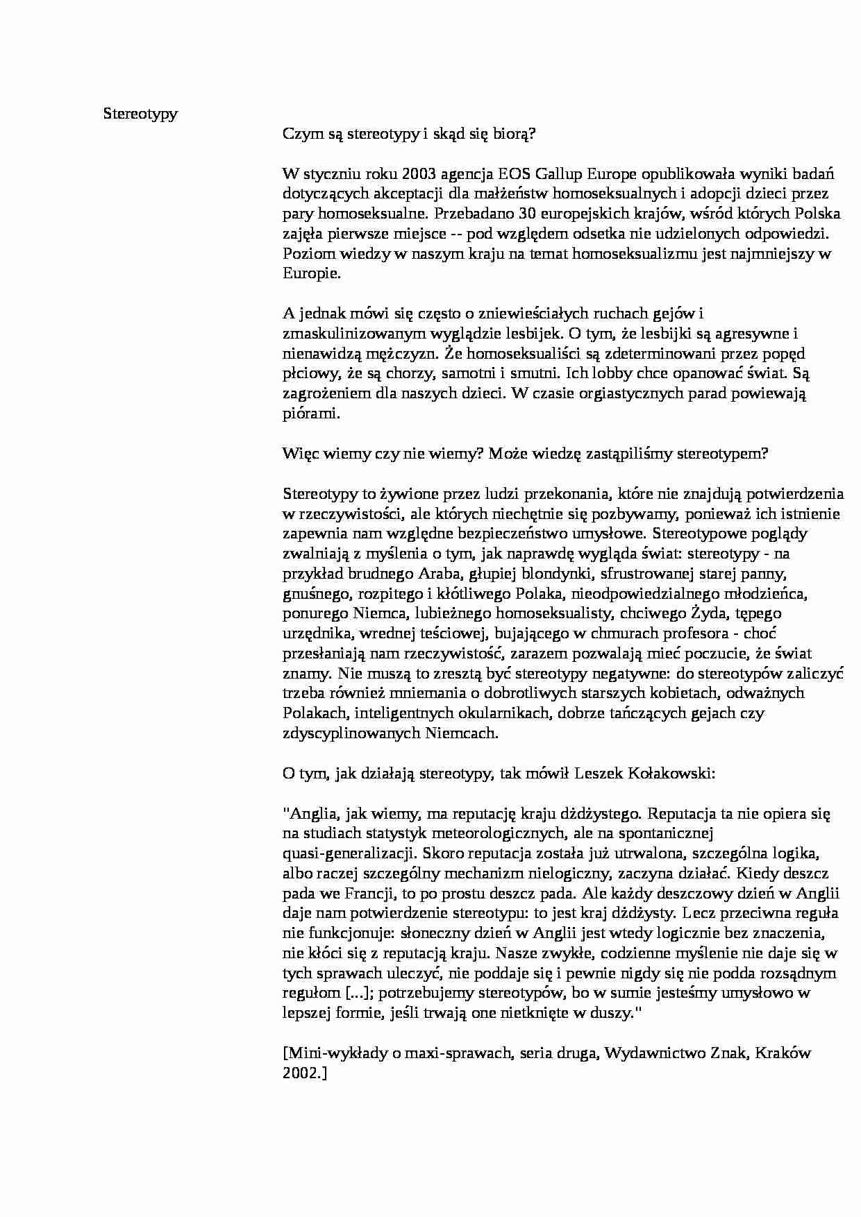 Stereotypy - wykład - strona 1