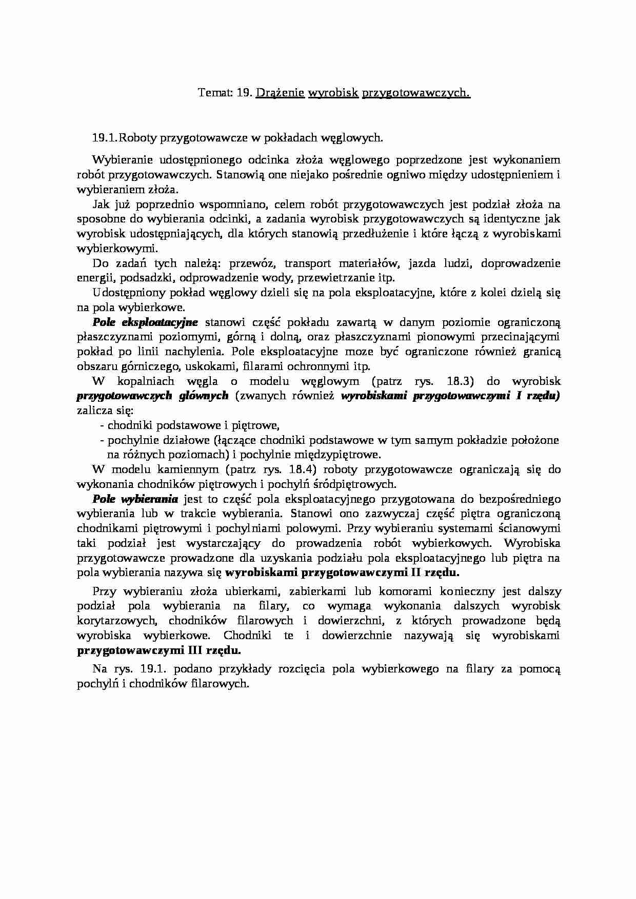 Drążenie wyrobisk przygotowawczych - wykład - strona 1