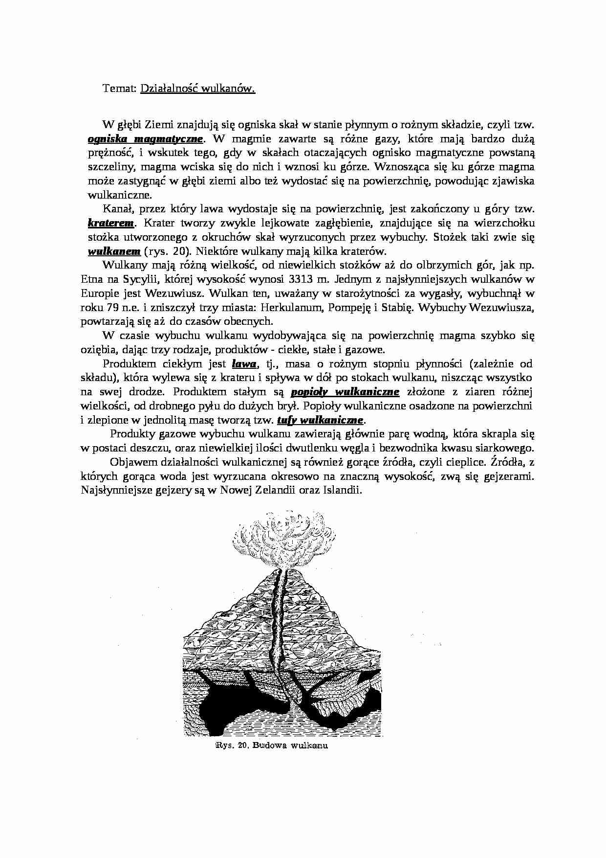 Działalność wulkanów - wykład - strona 1