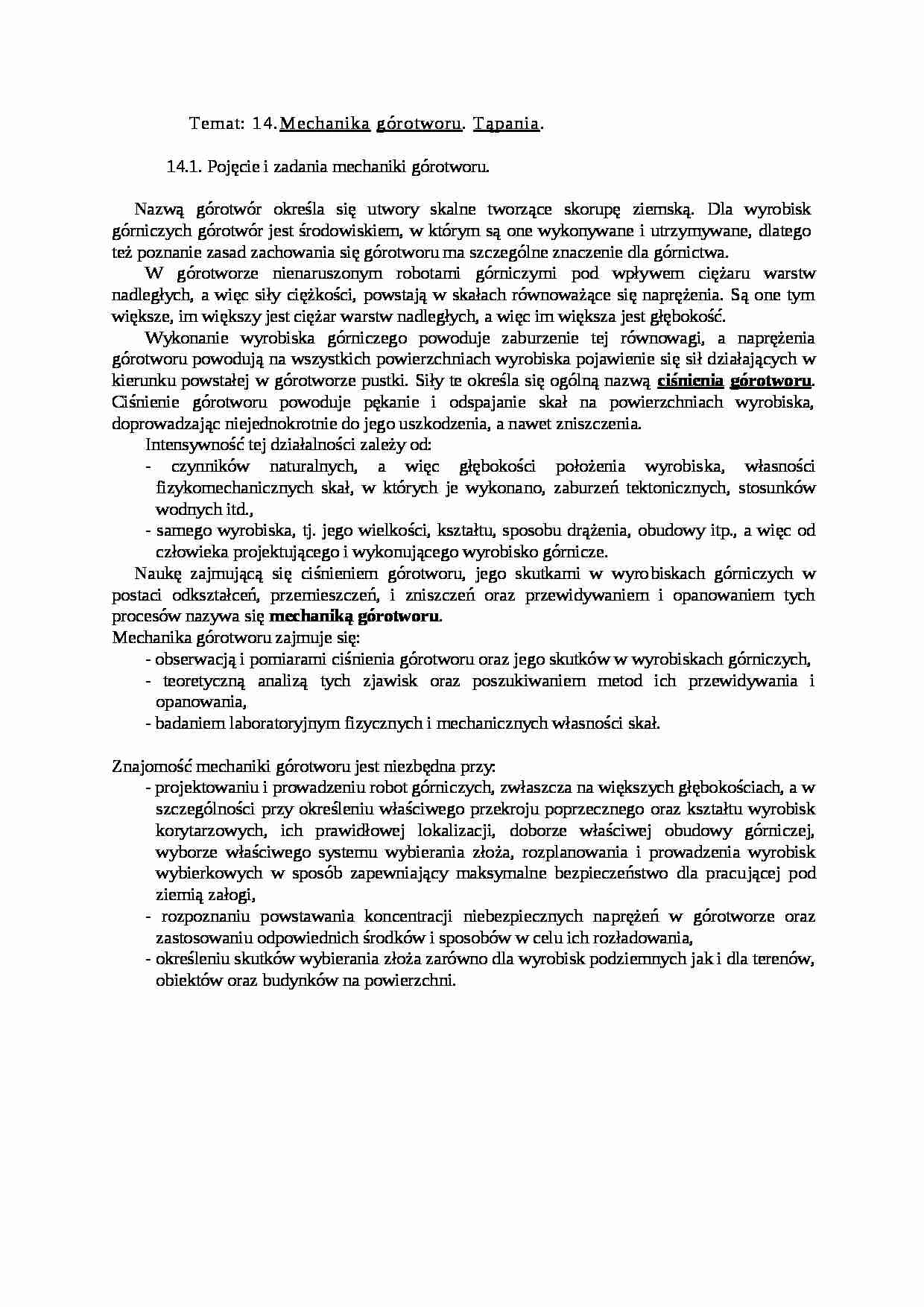 Mechanika górotworu - wykład - strona 1