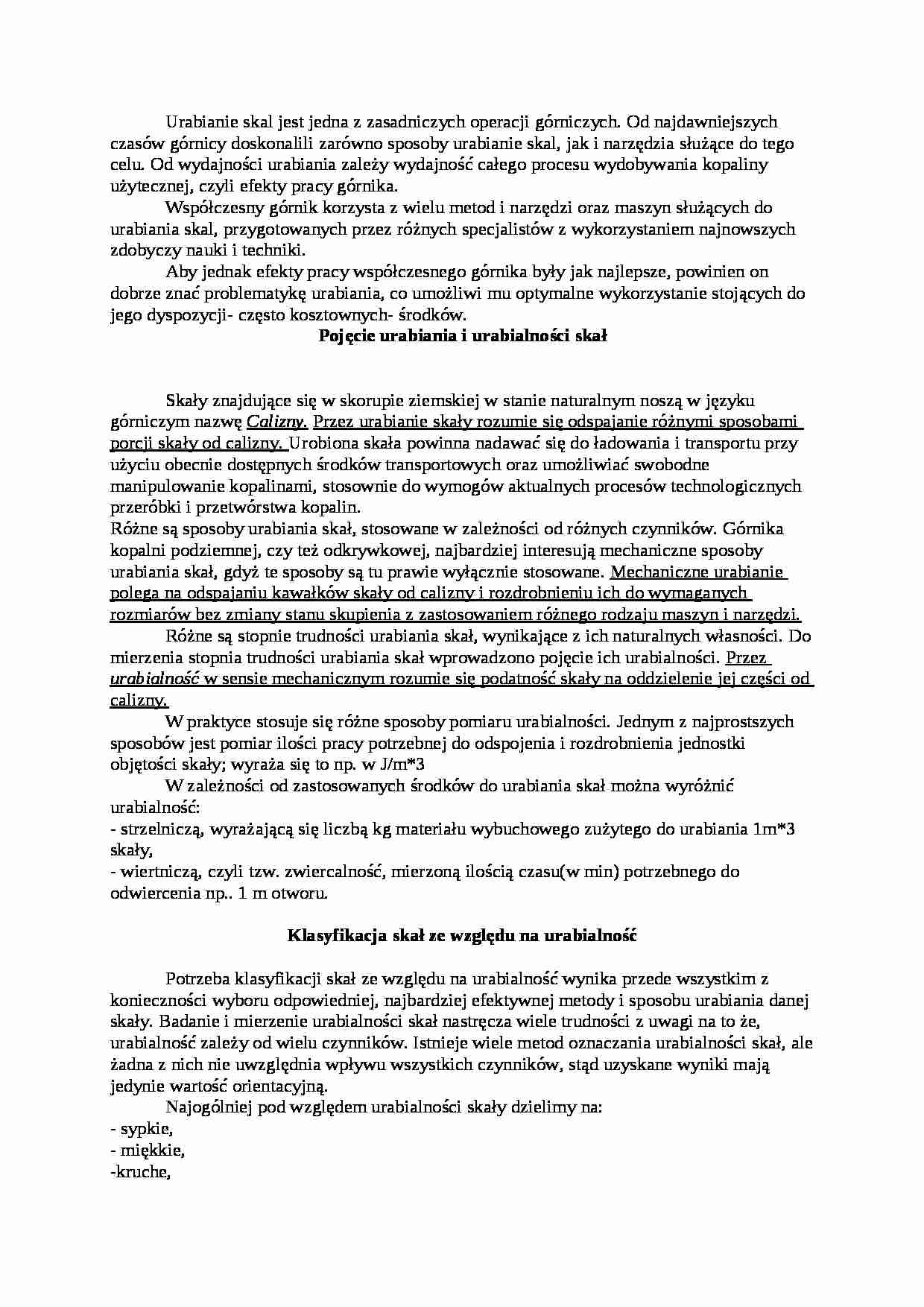 Metody urabiania skał - wykład - strona 1