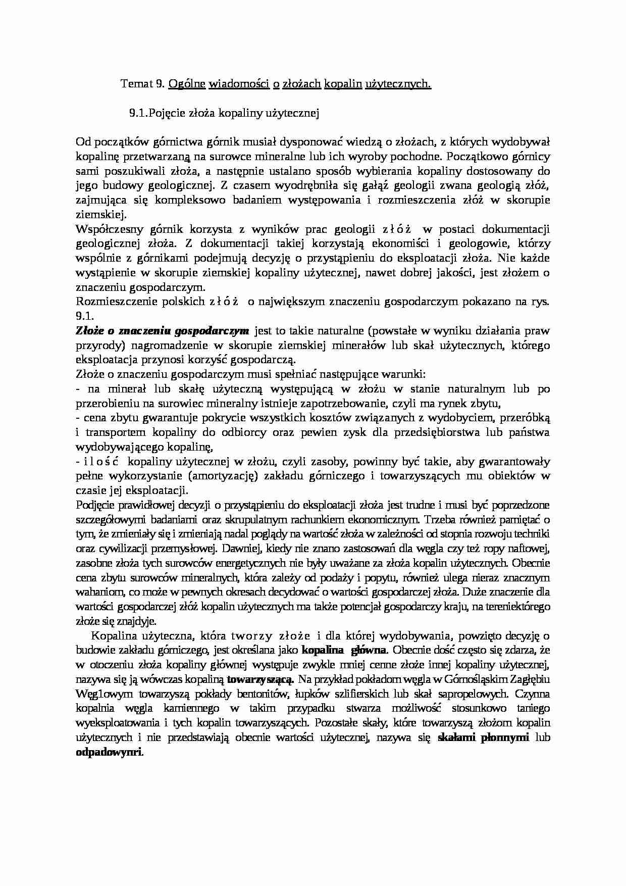 Ogólne wiadomości o złożach kopalin użytecznych - wykład - strona 1