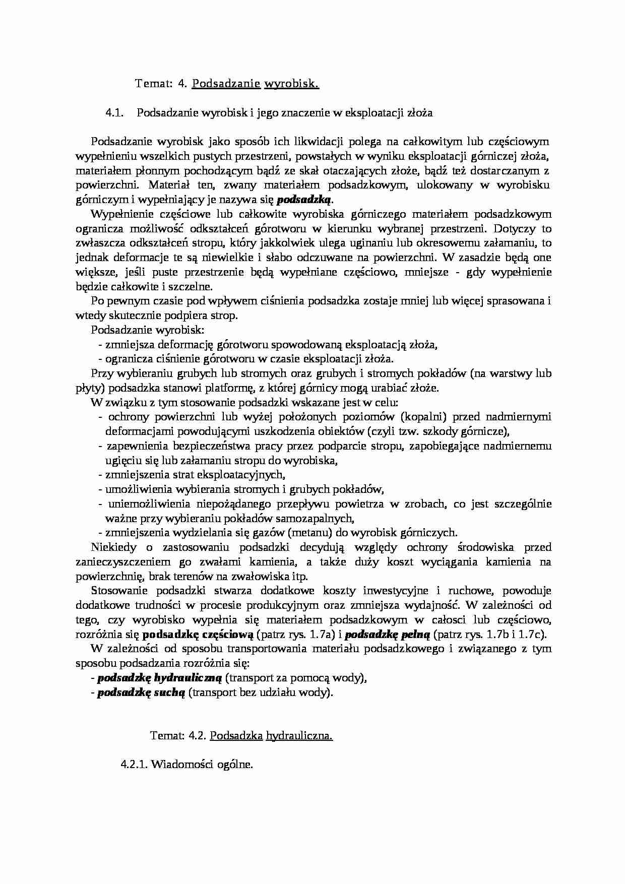 Podsadzanie wyrobisk - wykład - strona 1