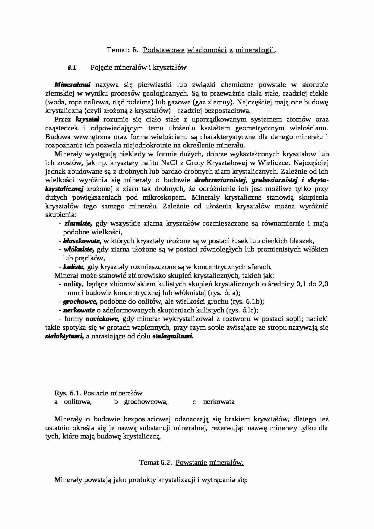 Podstawowe wiadomości z mineralogii - wykład - strona 1