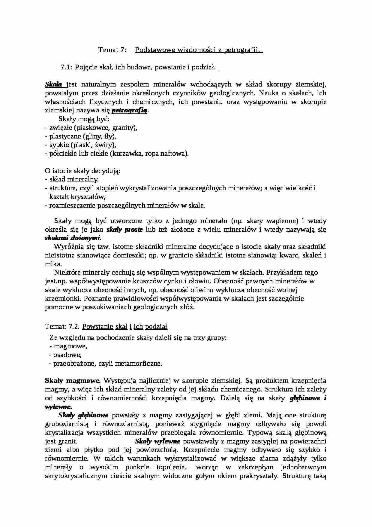 Podstawowe wiadomości z petrografii - wykład - strona 1