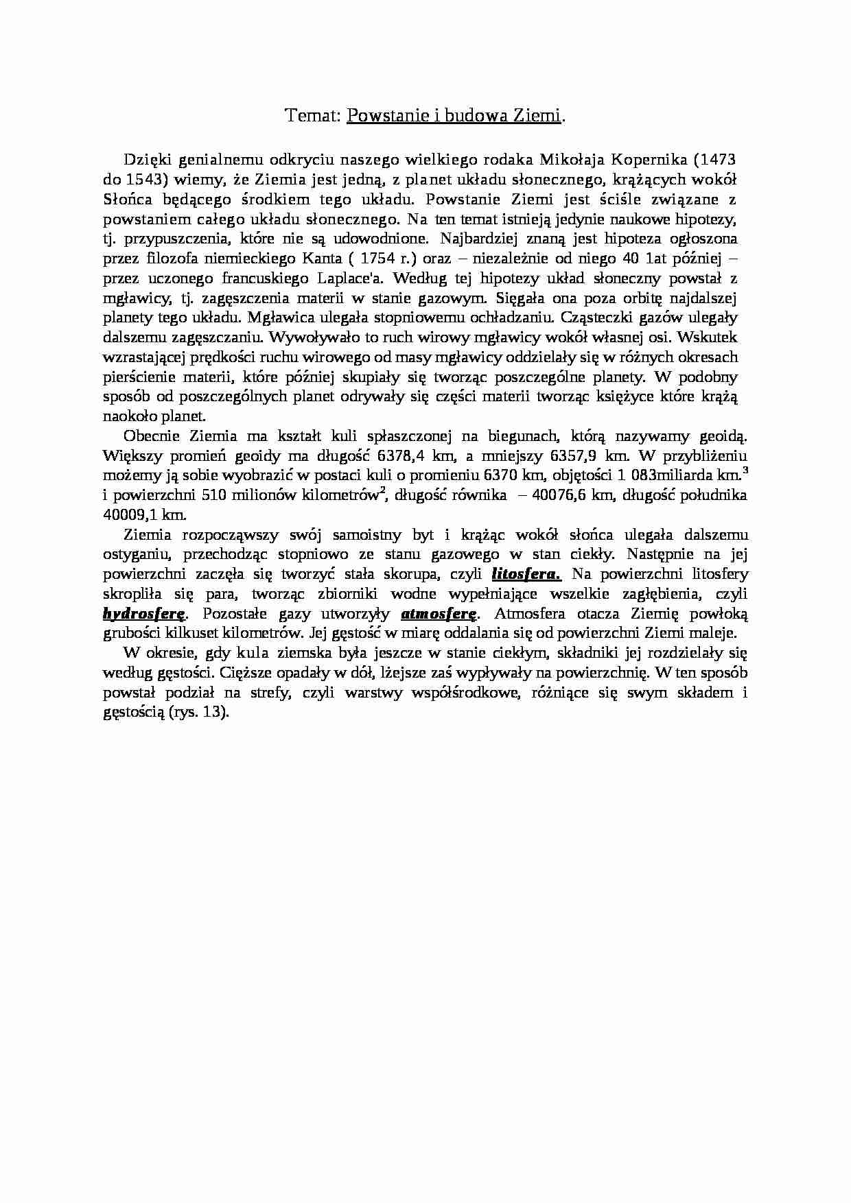 Powstanie i budowa Ziemi - wykład - strona 1