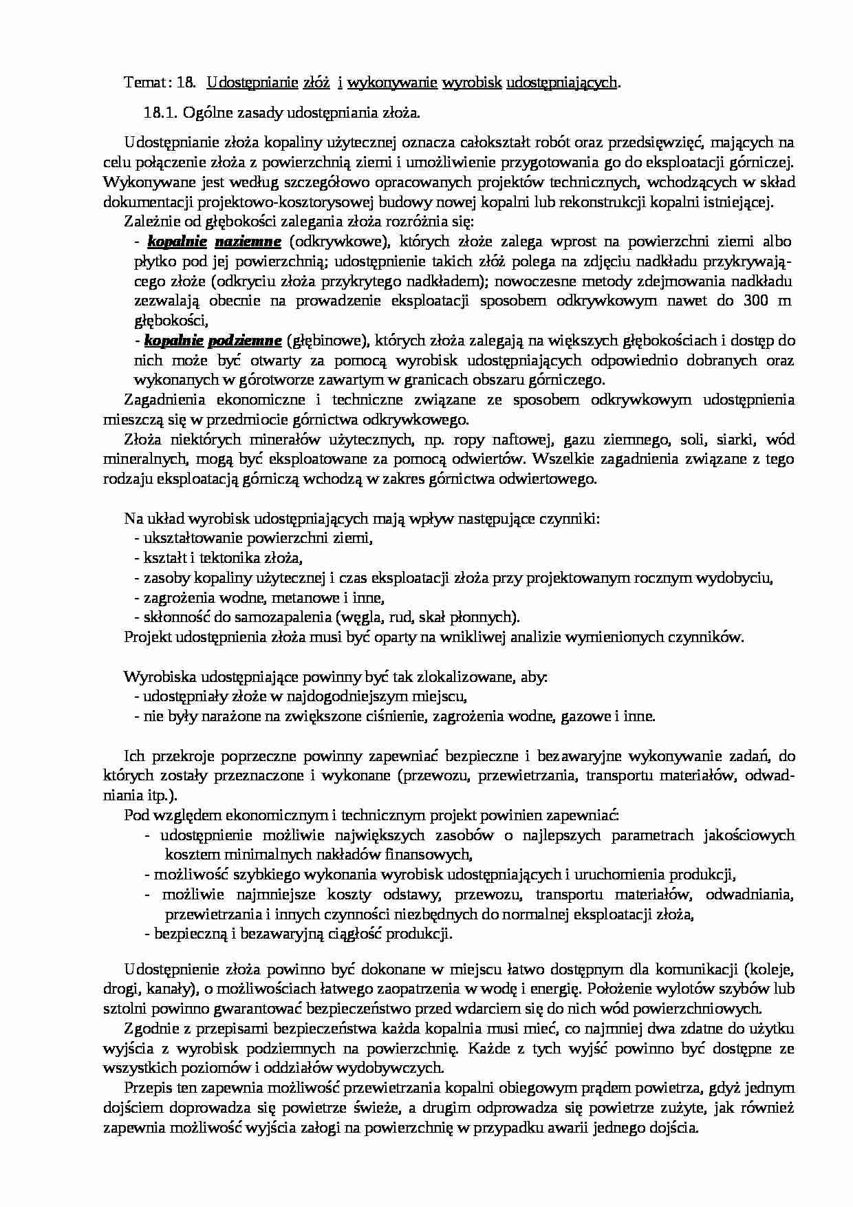 Udostępnianie złóż - wykład - strona 1